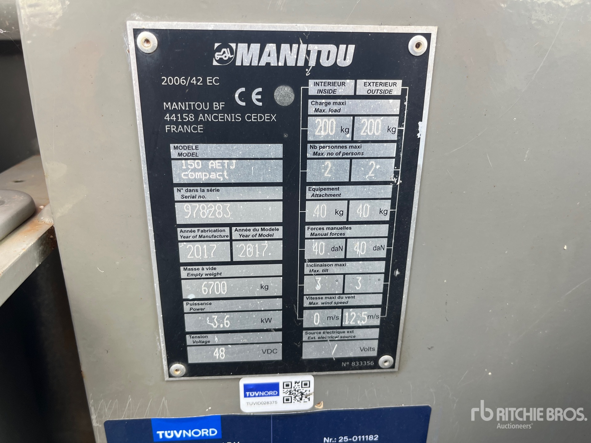 2017 Manitou 150 AETJC