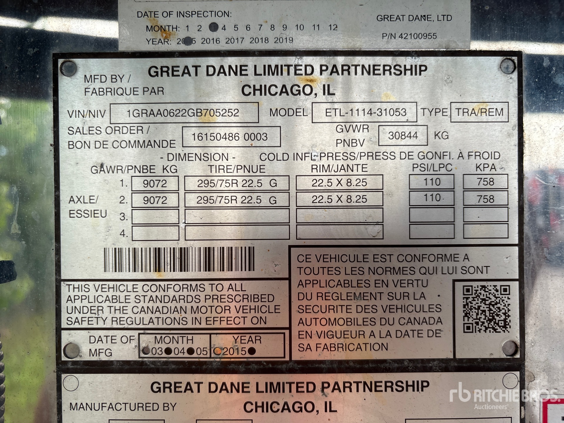 2016 Great Dane 53 FT X 102 IN T/A