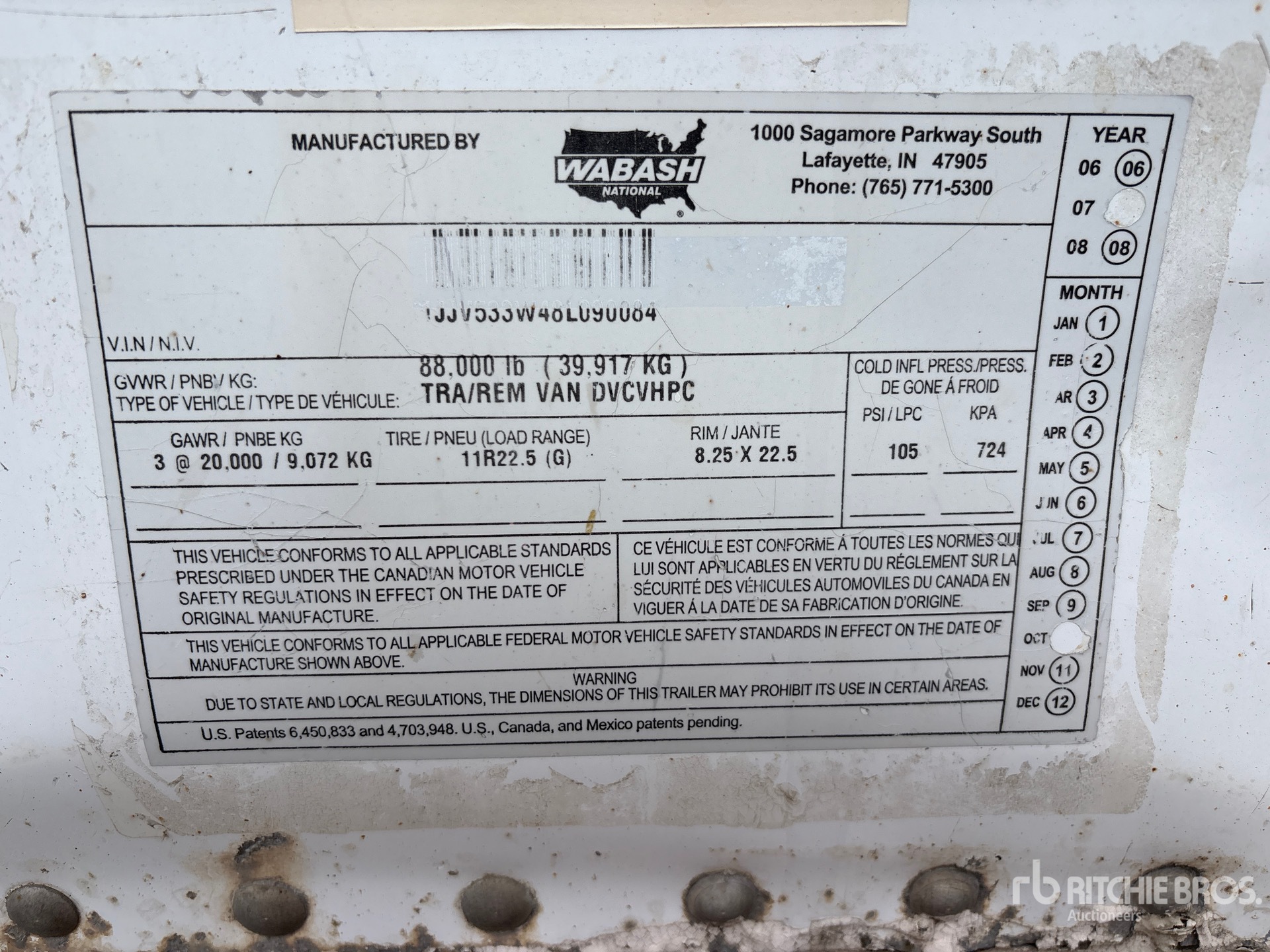 2008 Wabash 53 FT X 102 IN TRI/A