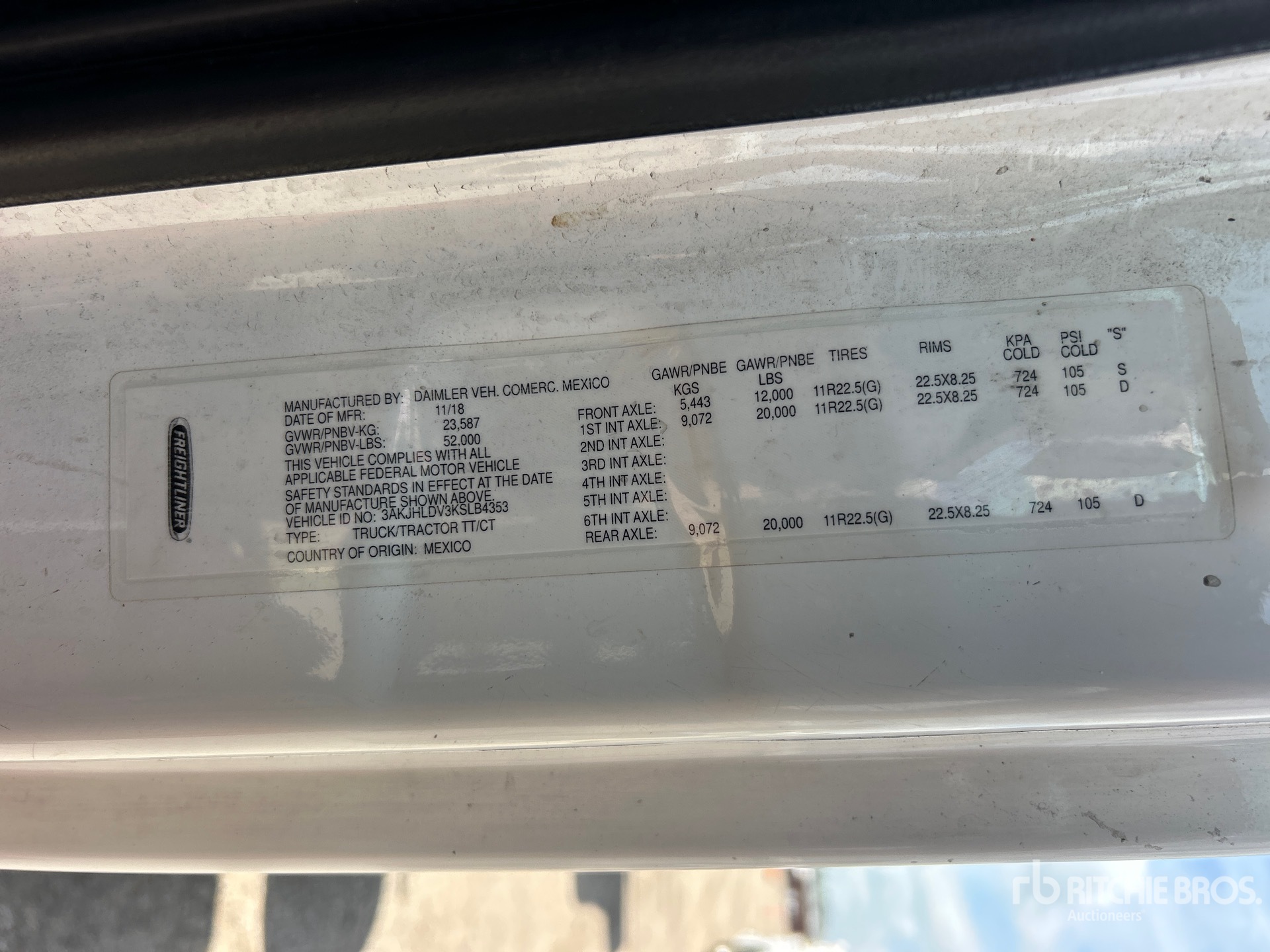 General Appearance with Serial Number / VIN