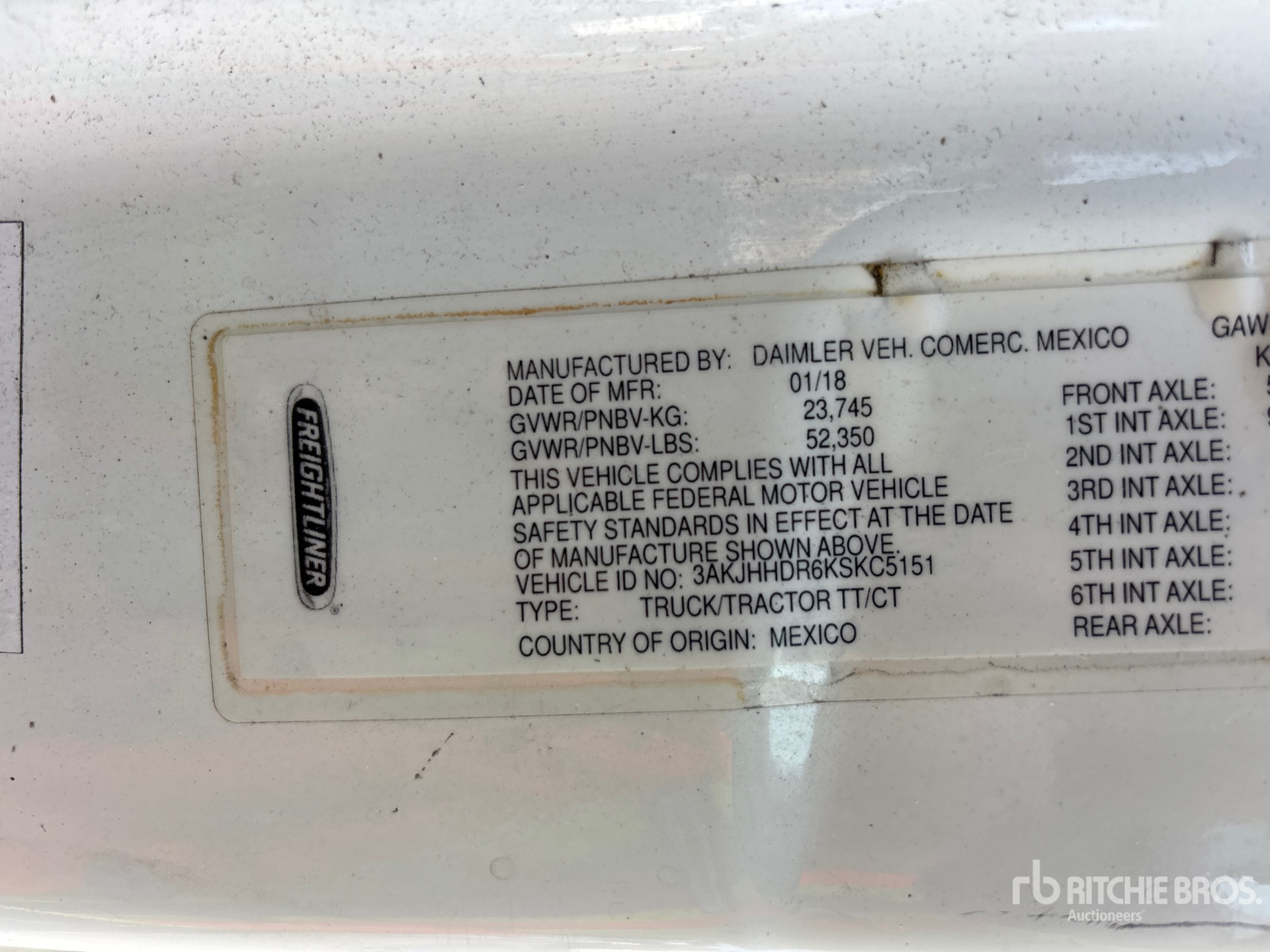 General Appearance with Serial Number / VIN