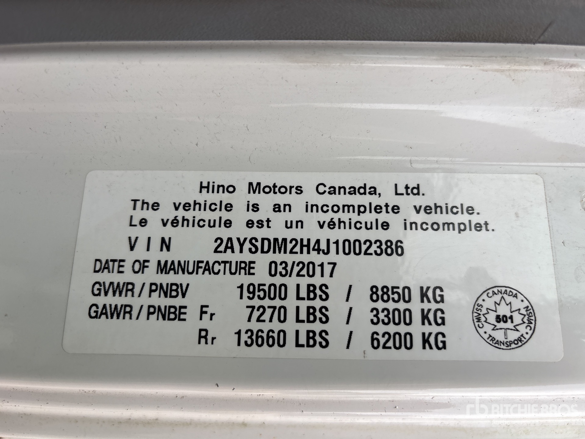 2018 Hino 195