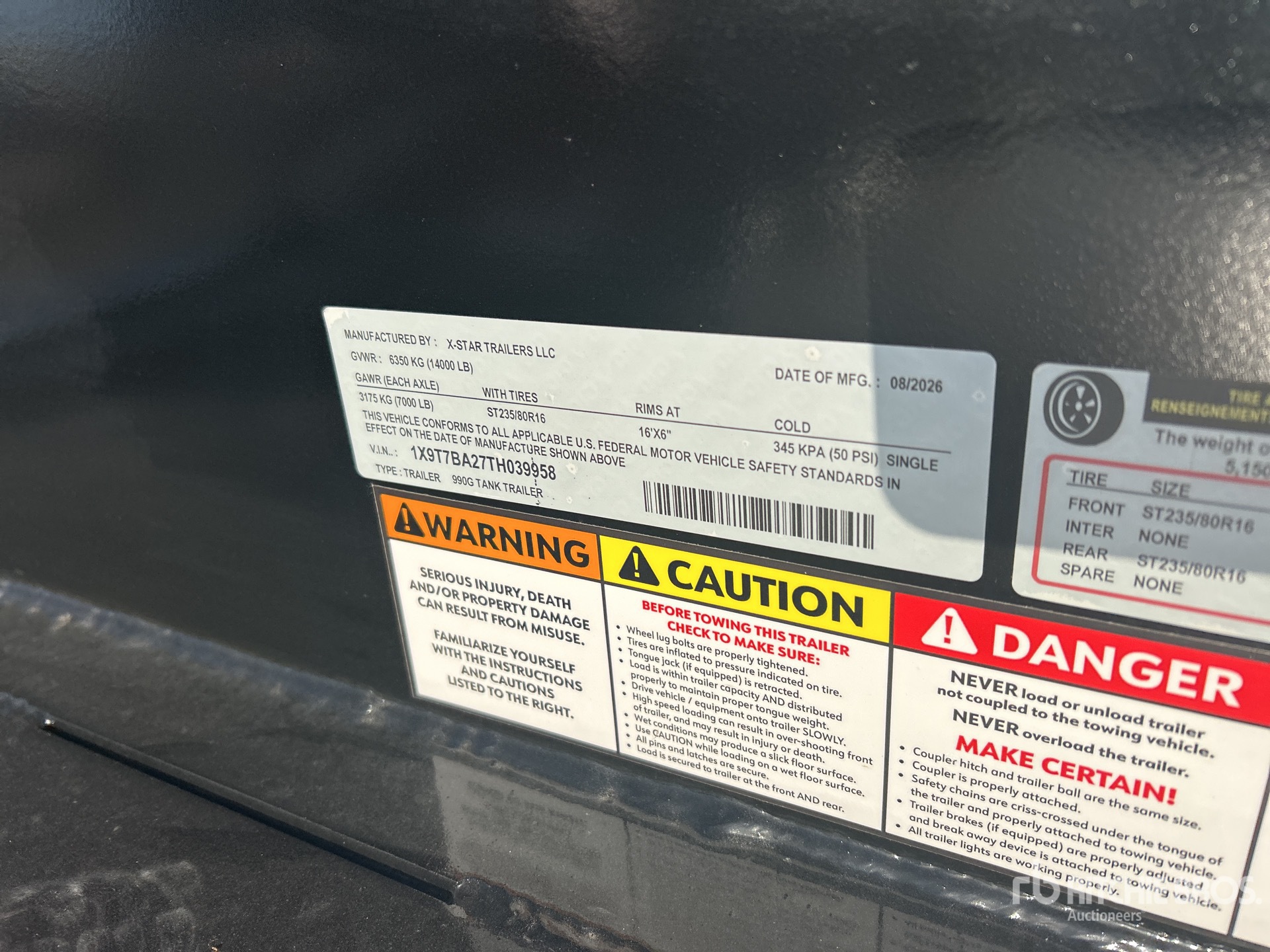 General Appearance with Serial Number / VIN