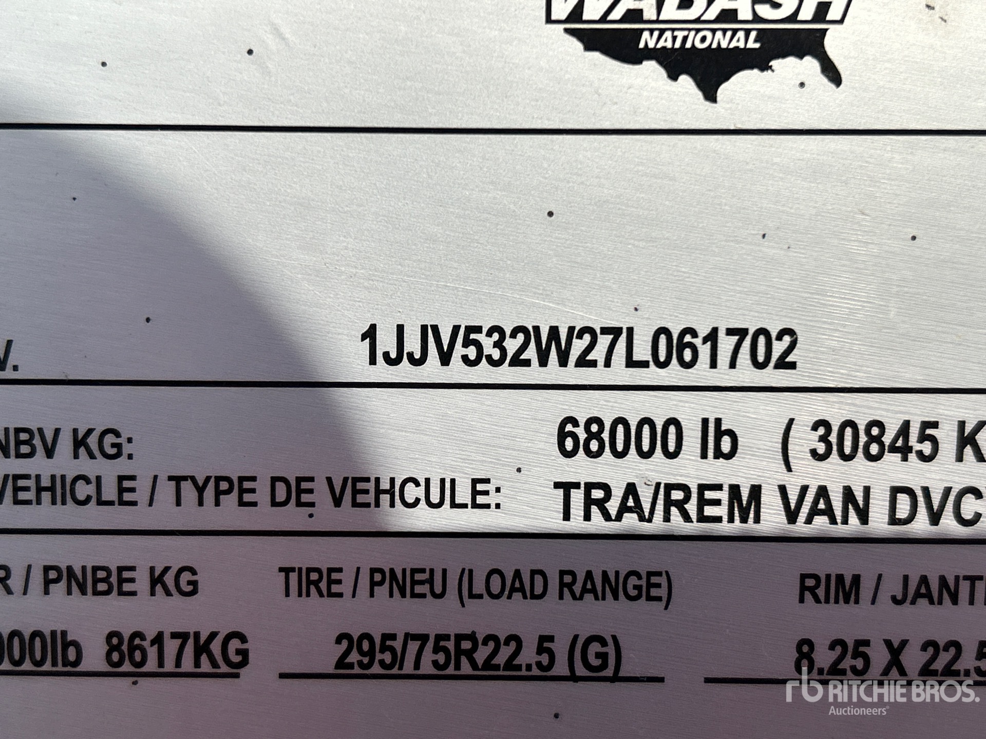 2007 Wabash 53 ft x 102 in T/A