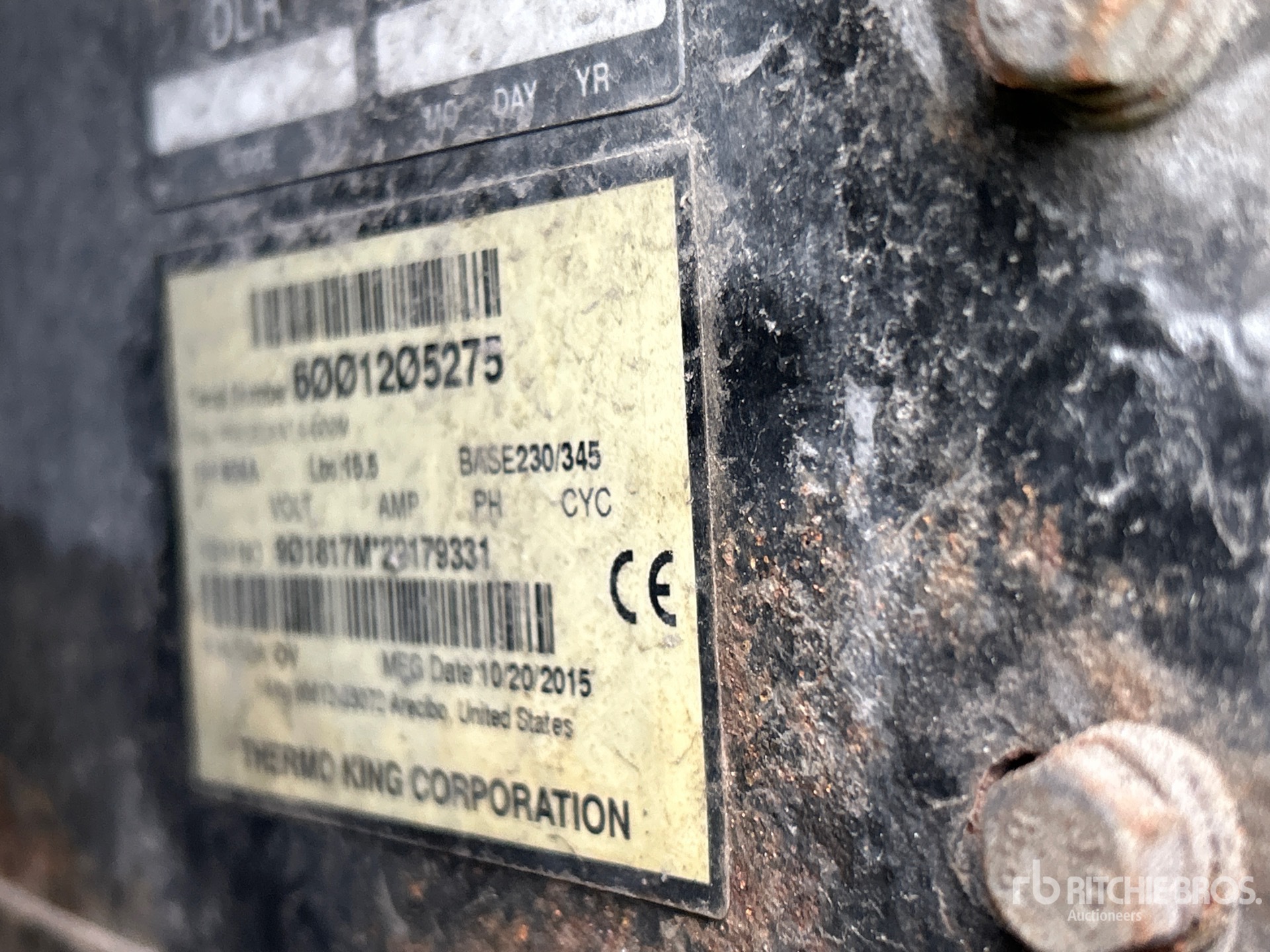 General Appearance with Refrigeration Unit Serial Number