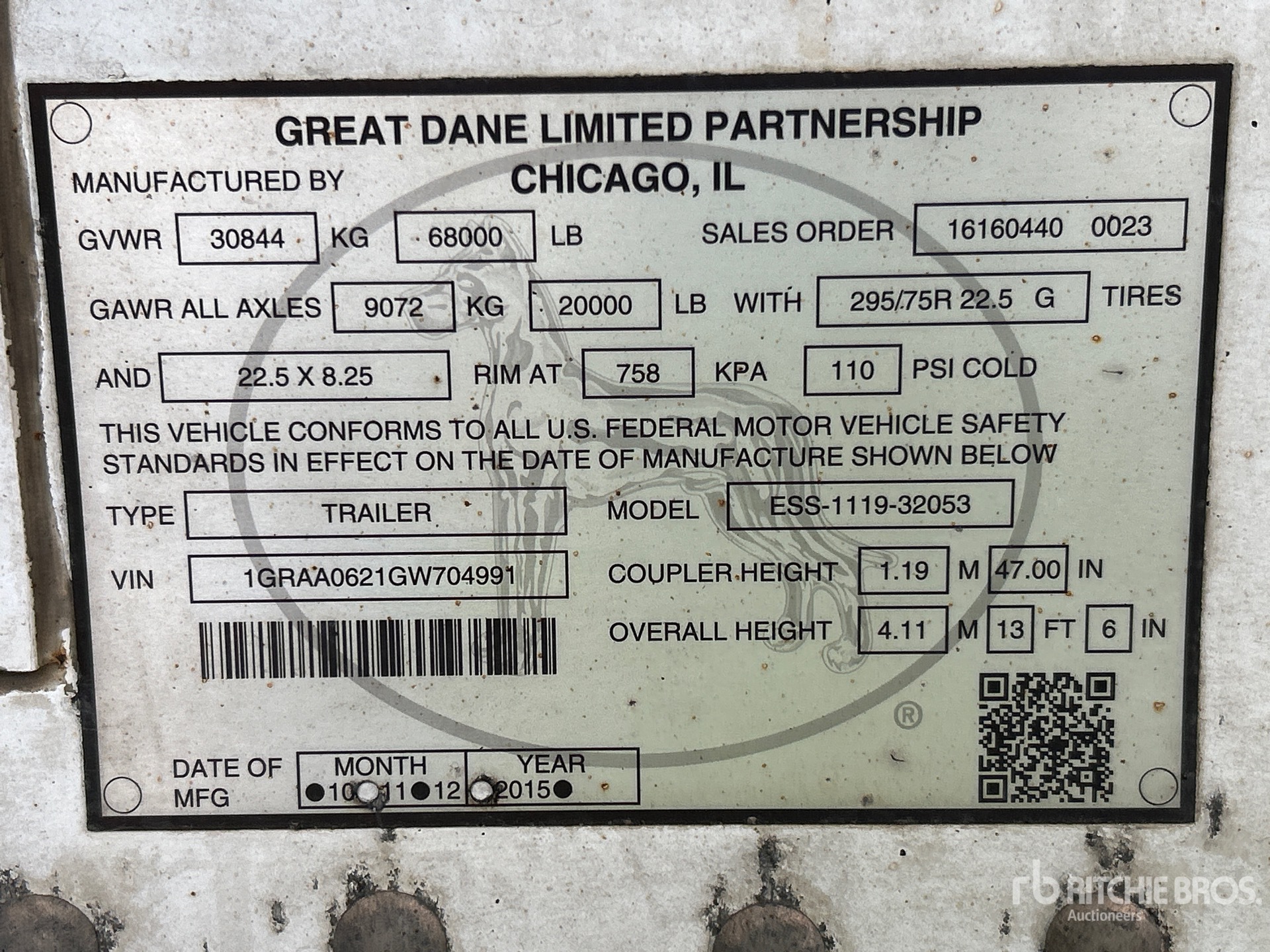 General Appearance with Serial Number / VIN