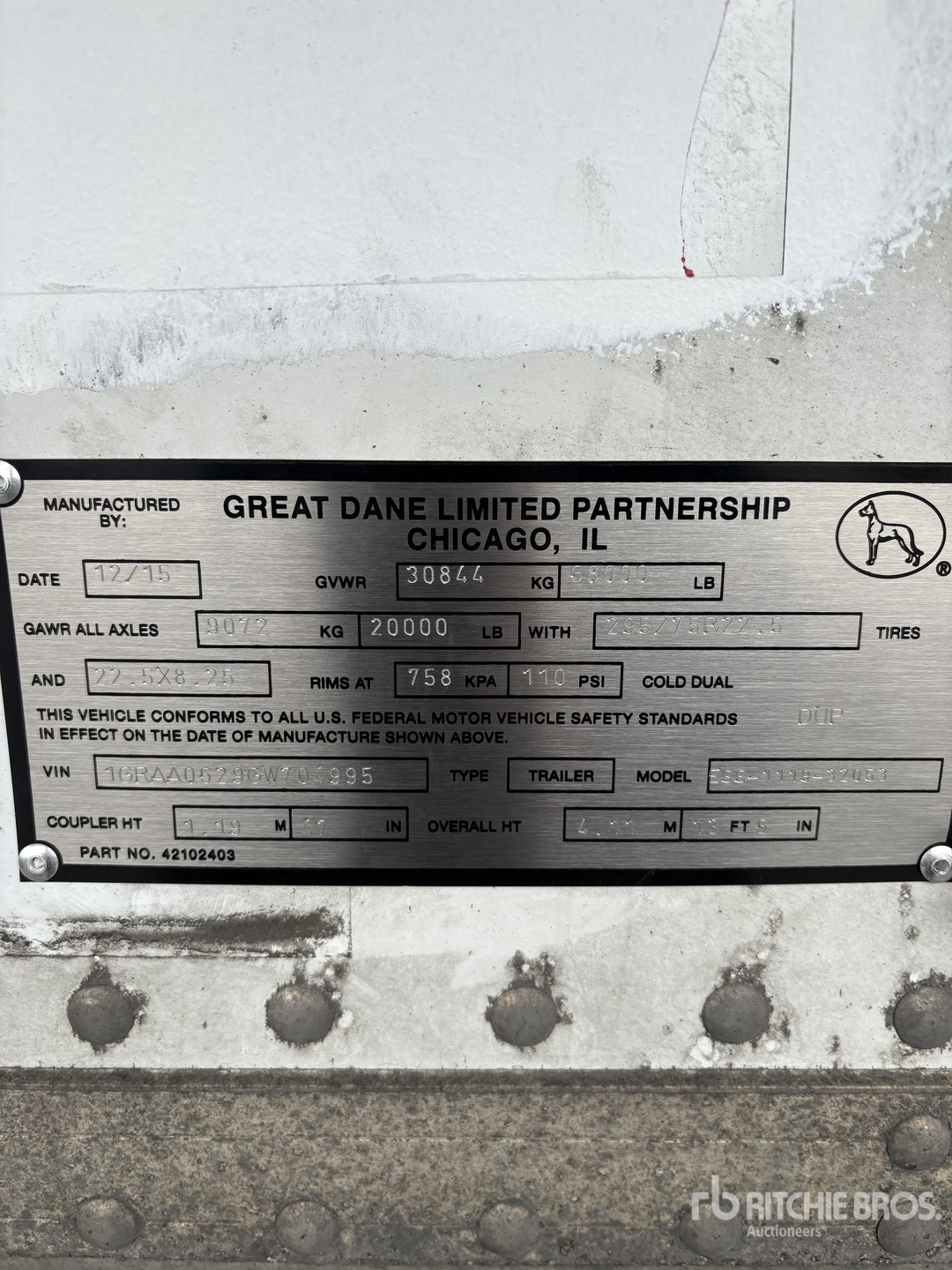 2016 Great Dane 53 FT X 102 IN T/A MULTI -TEMP