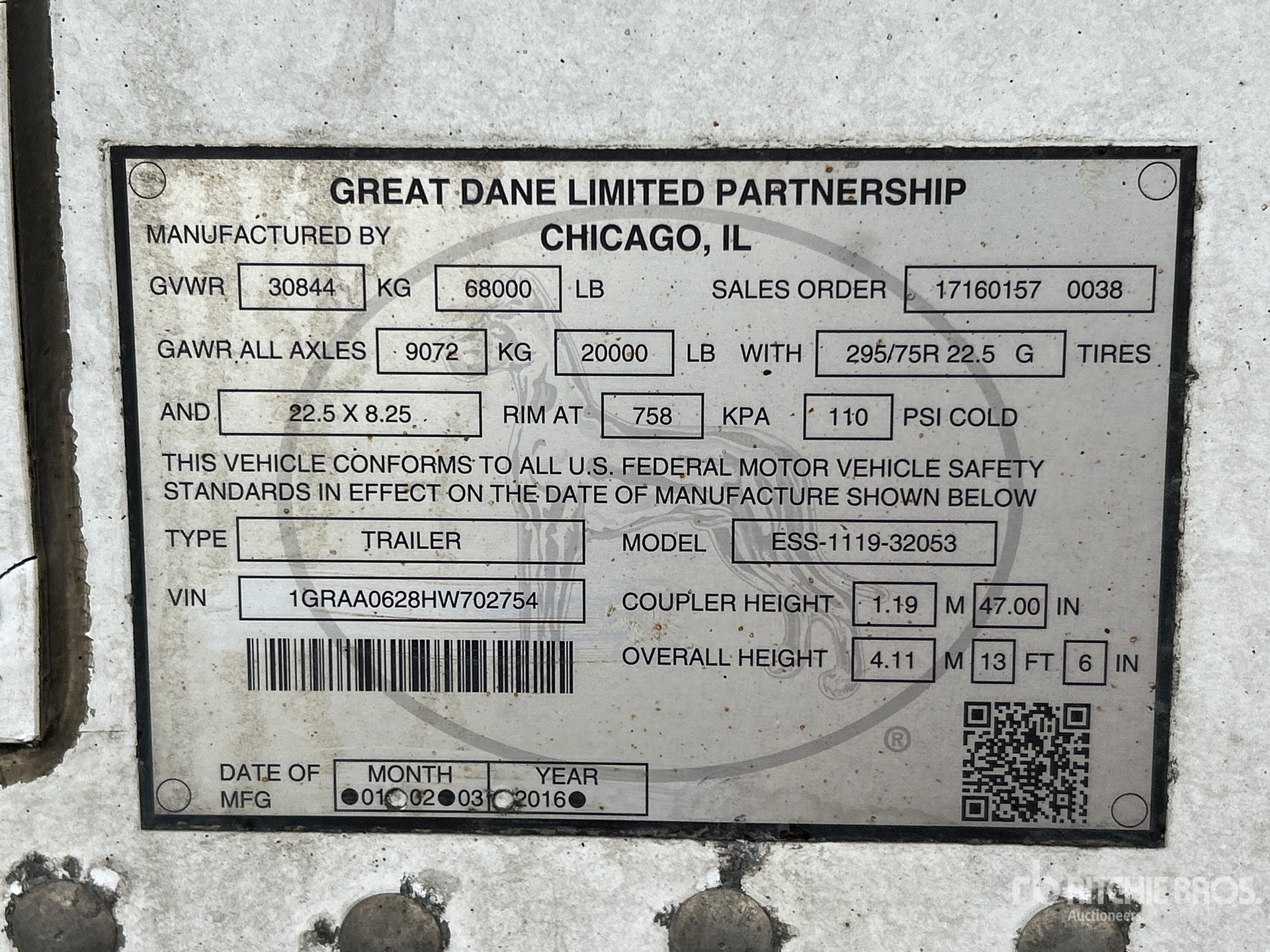 2017 Great Dane ESS1119-32053