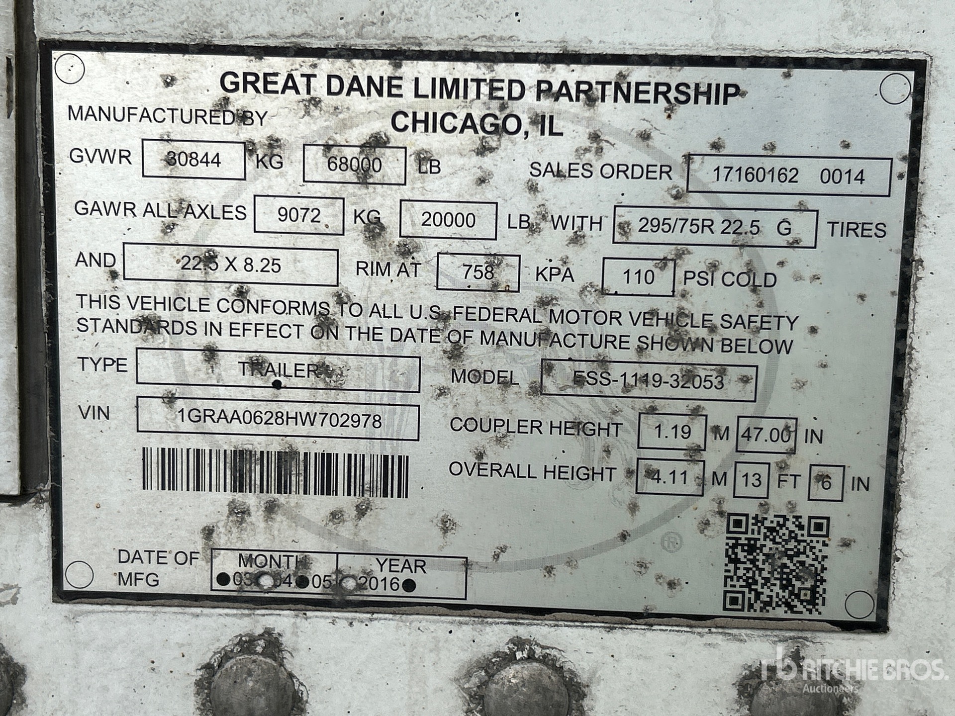 2017 Great Dane 53 FT X 102 IN T/A