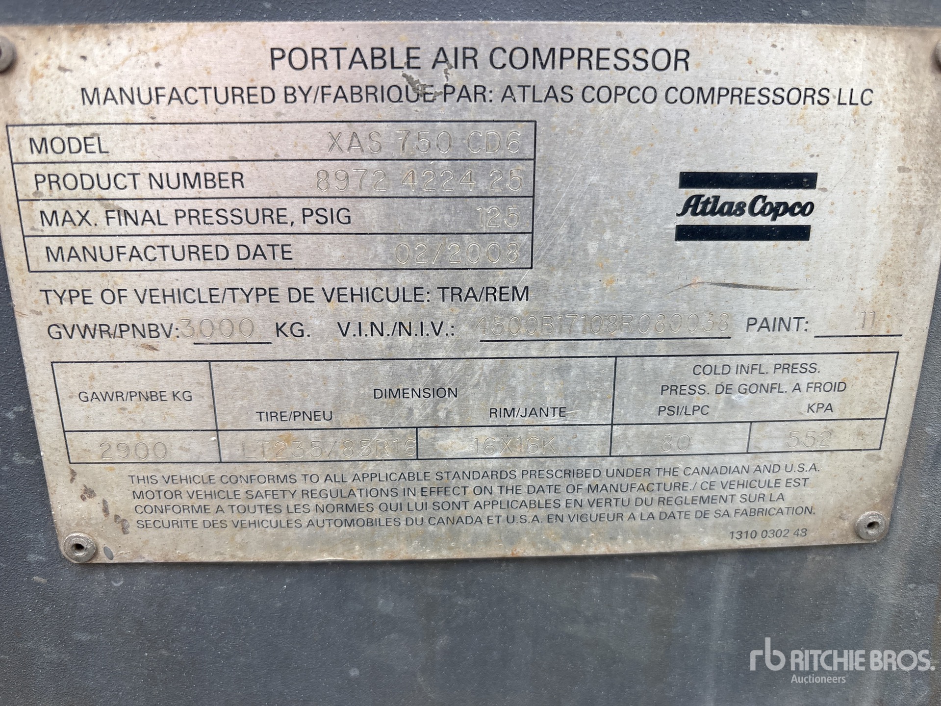 General Appearance with Serial Number / VIN
