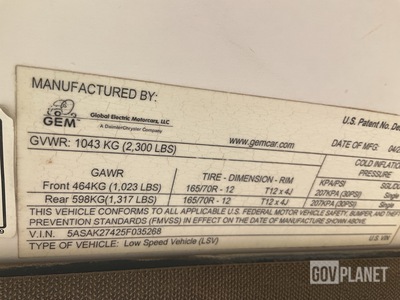 General Appearance with Serial Number / VIN