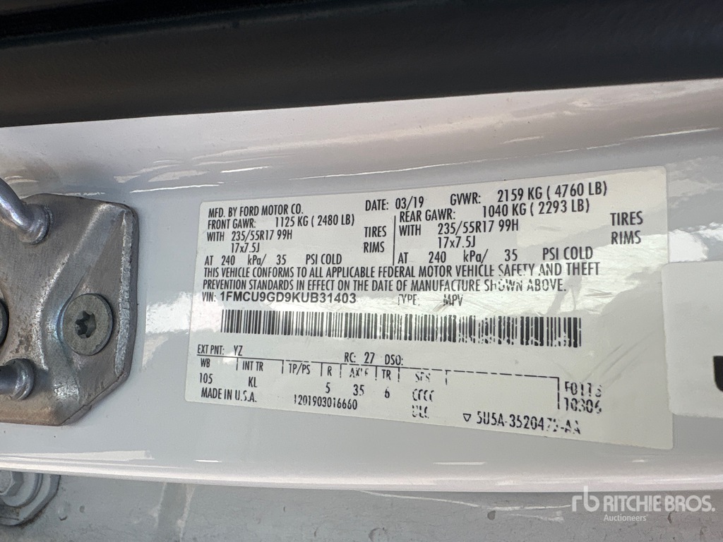 General Appearance with Serial Number / VIN
