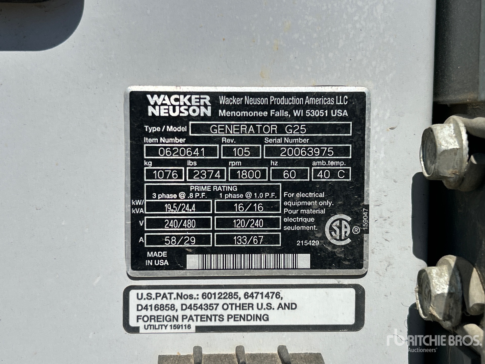 2012 Wacker Neuson G25
