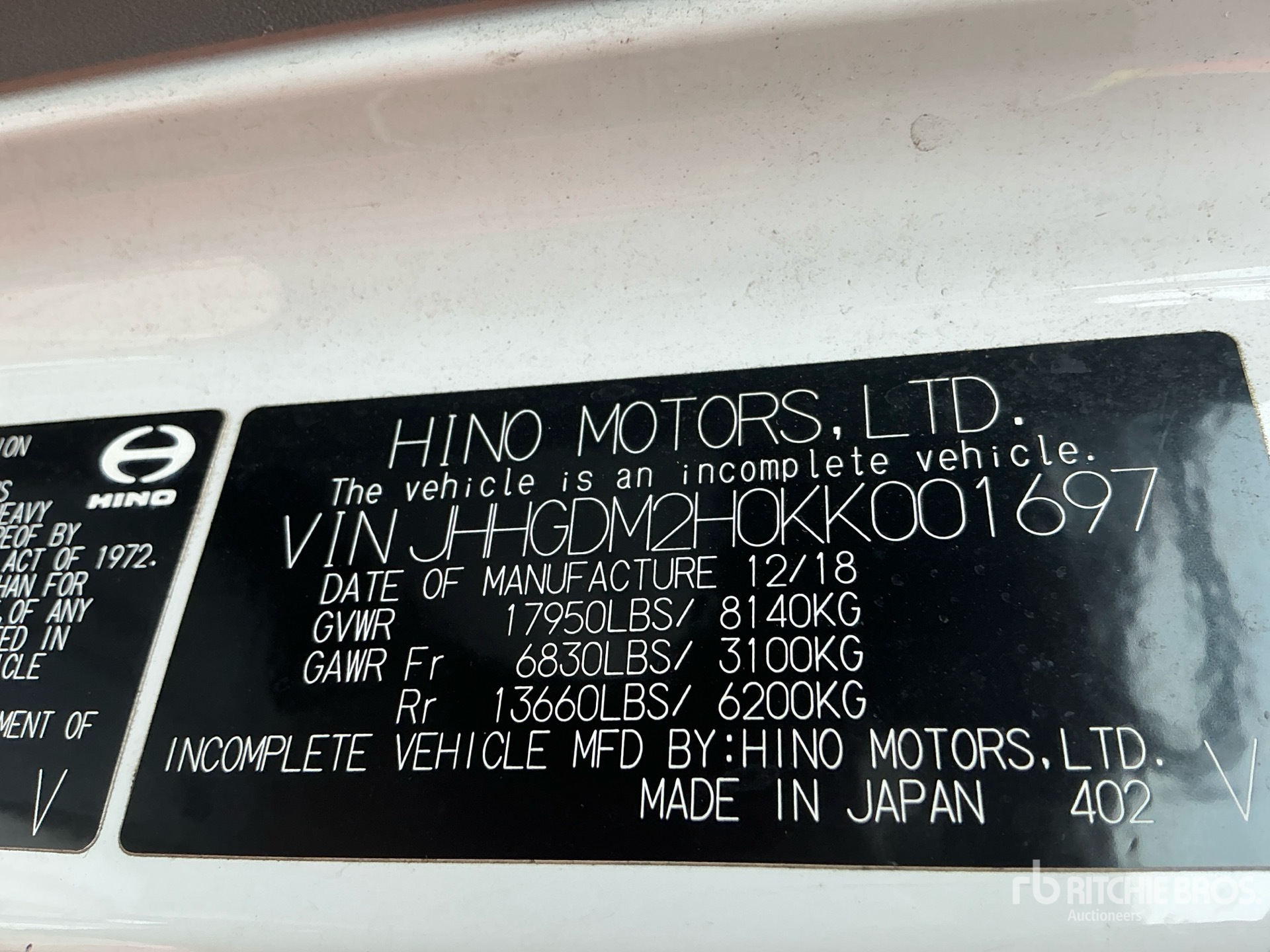2019 Hino 195