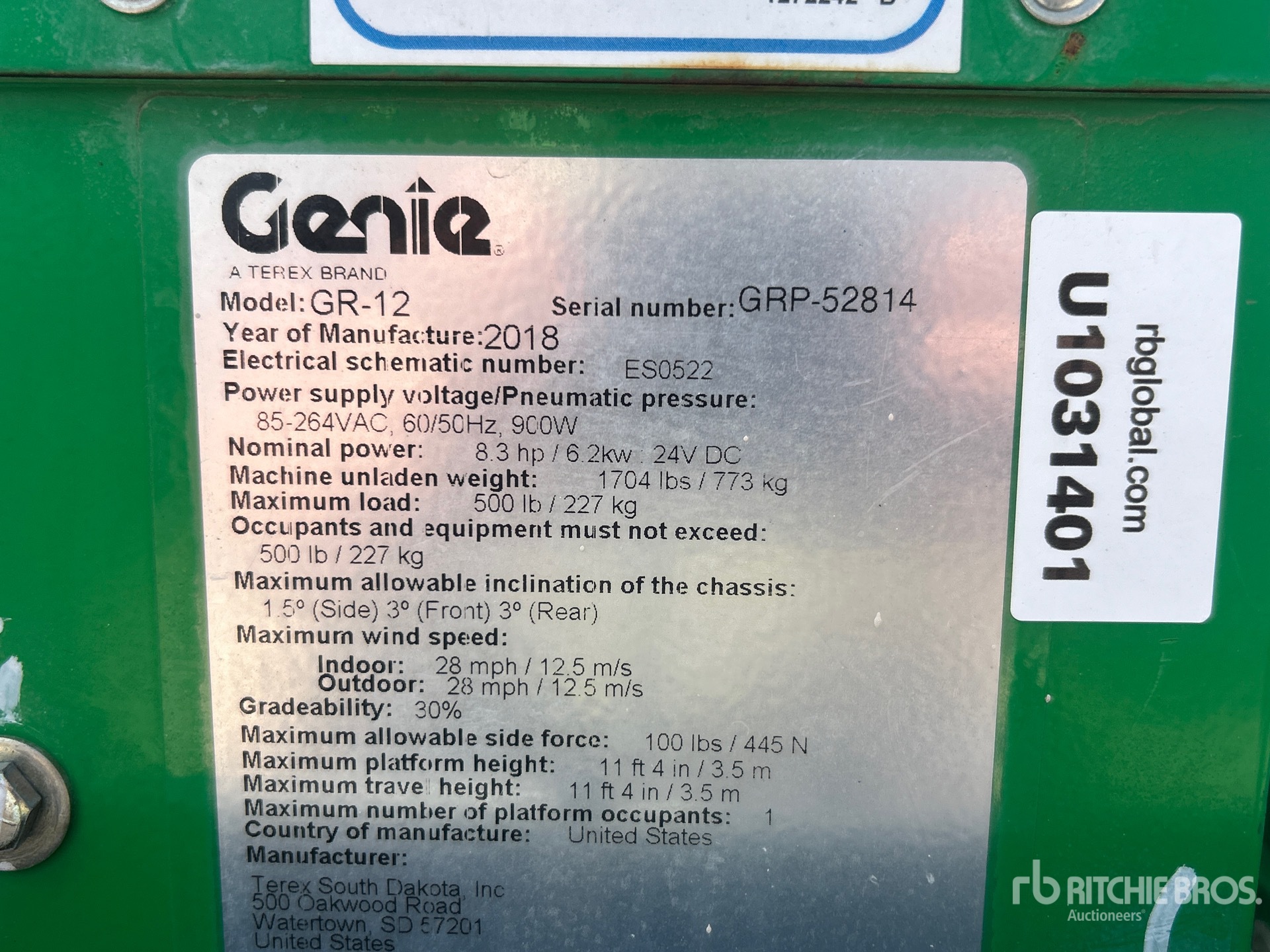 General Appearance with Serial Number / VIN
