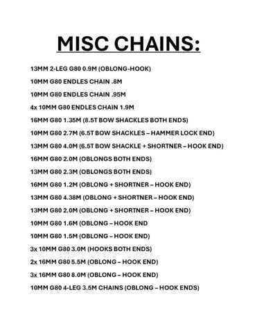 Quantity of Misc. Chains