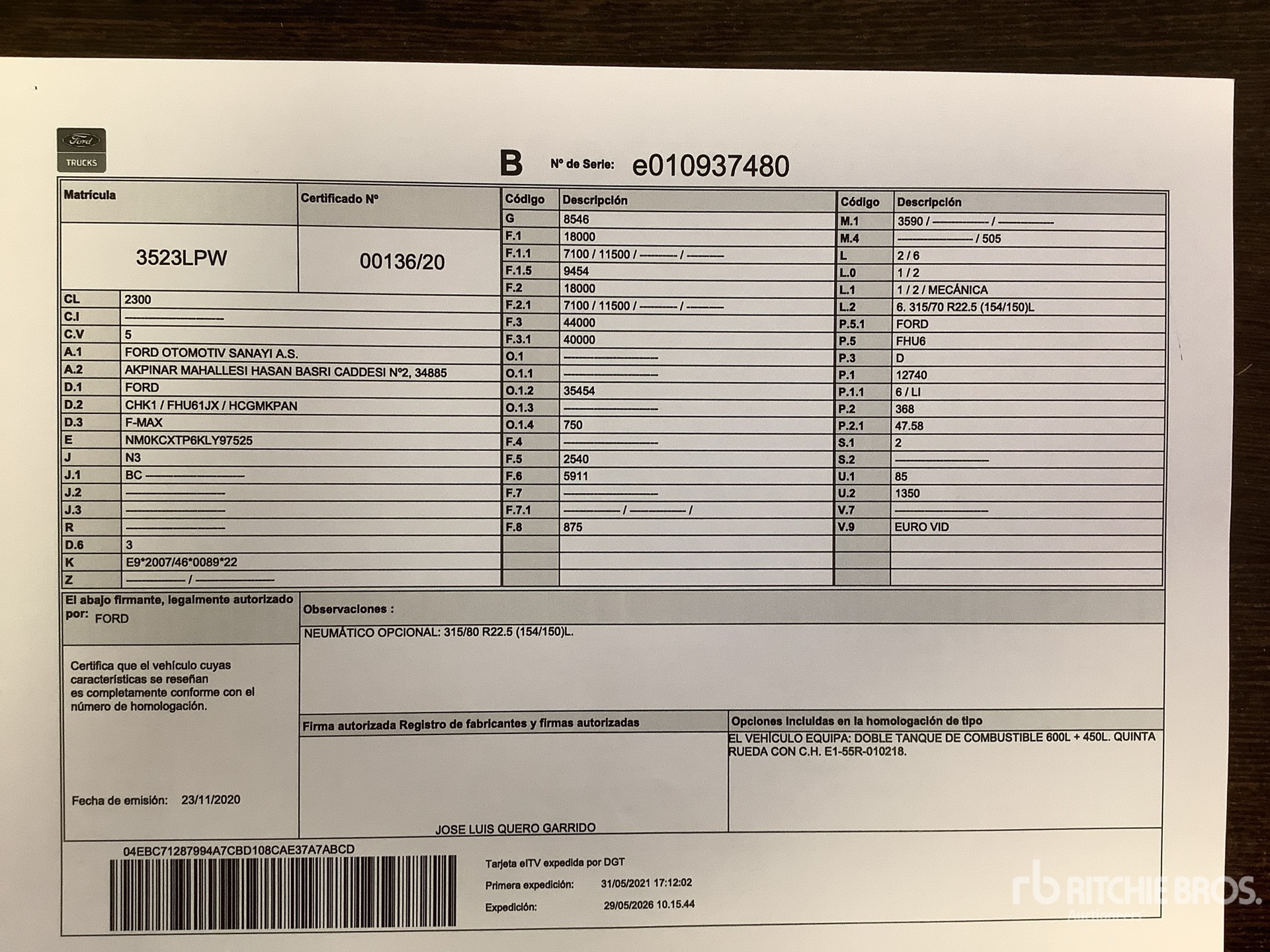 2020 Ford F-MAX 500