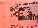 General Appearance with Serial Number / VIN