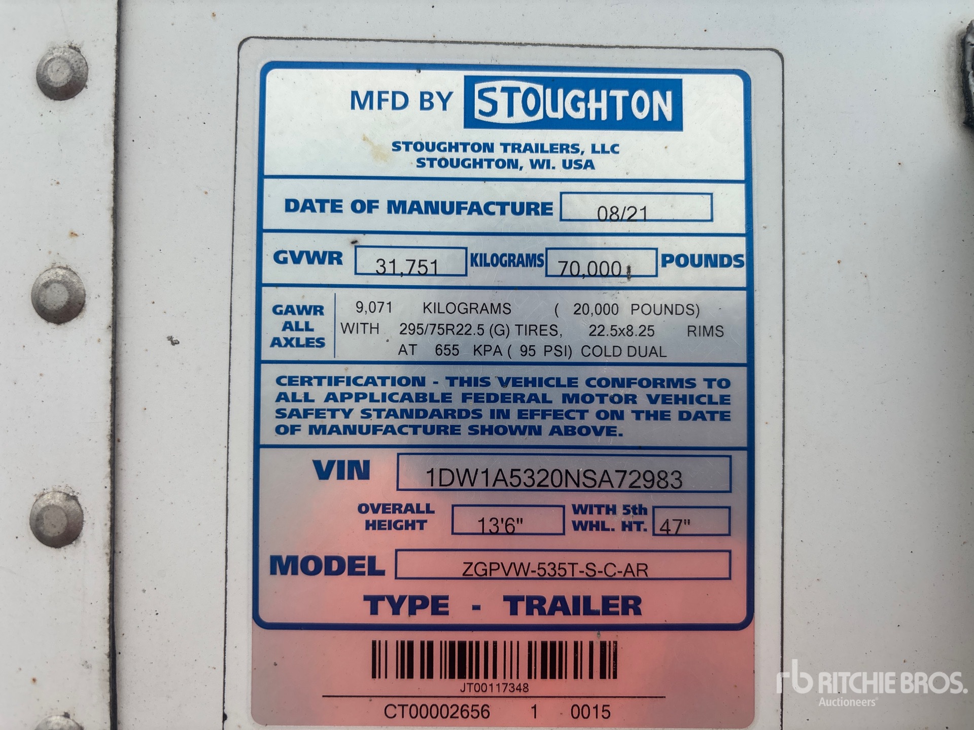 2022 Stoughton ZGPVW-535T-S-C-