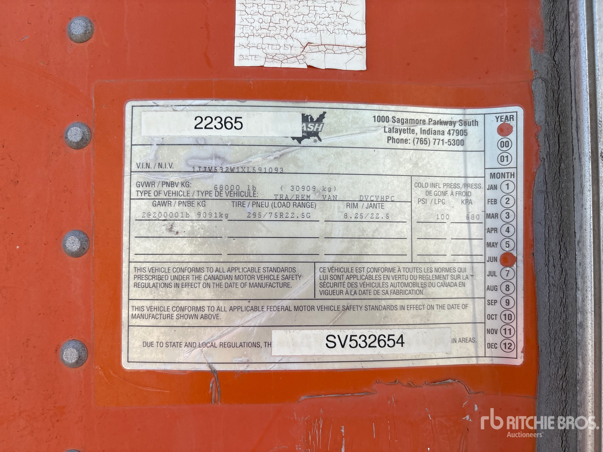 1999 Wabash 53 ft x 102 in T/A