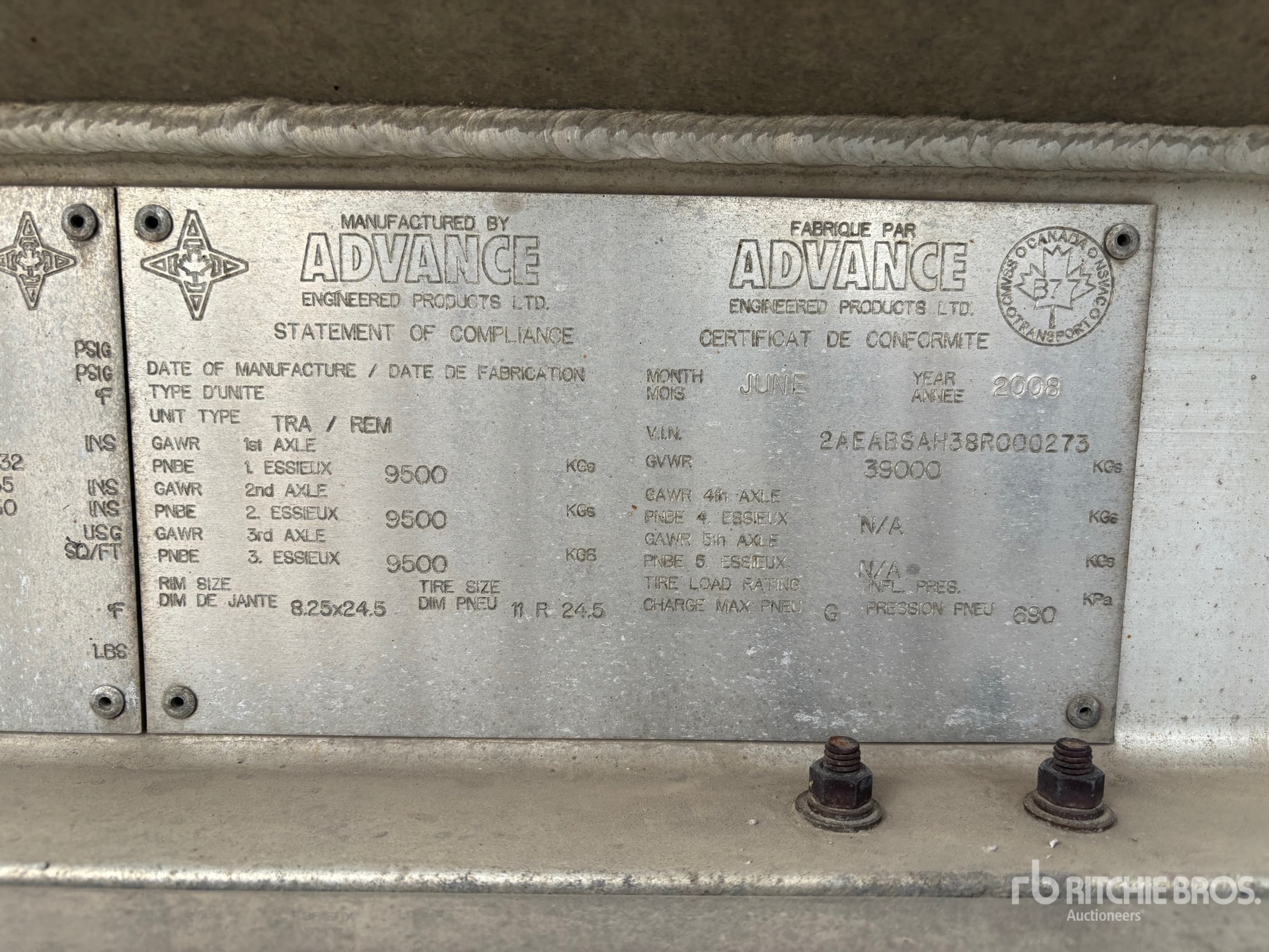 2008 Advance 9378 gal Super B-Train Lead
