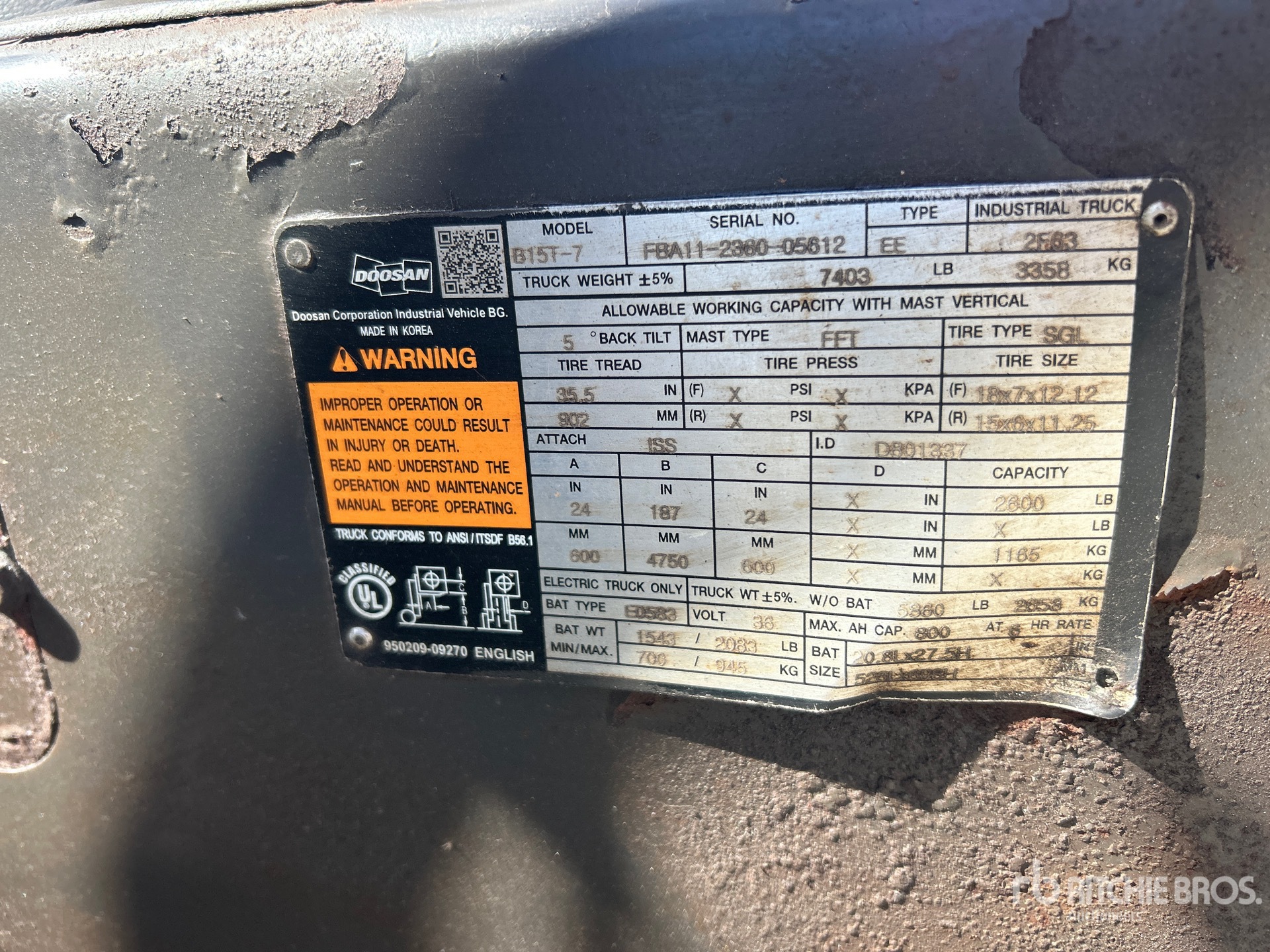 2021 Doosan FBA11-2360-0561