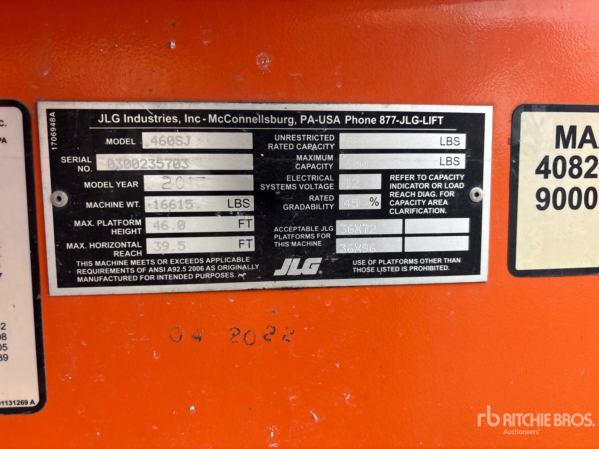 2017 JLG 460SJ