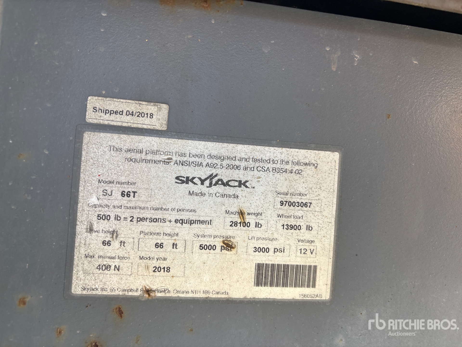 2018 Skyjack SJ66T