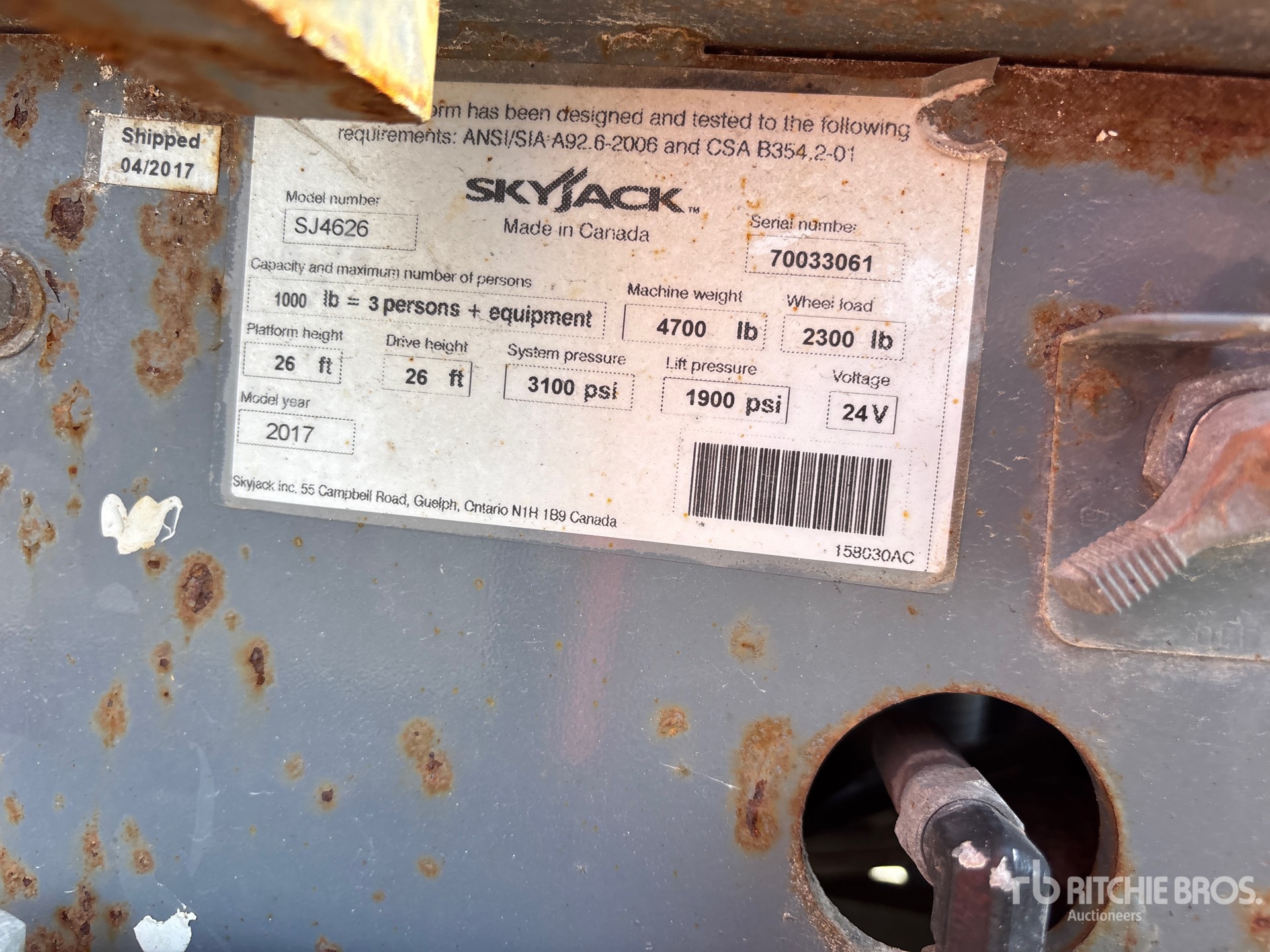 2017 Skyjack SJIII4626