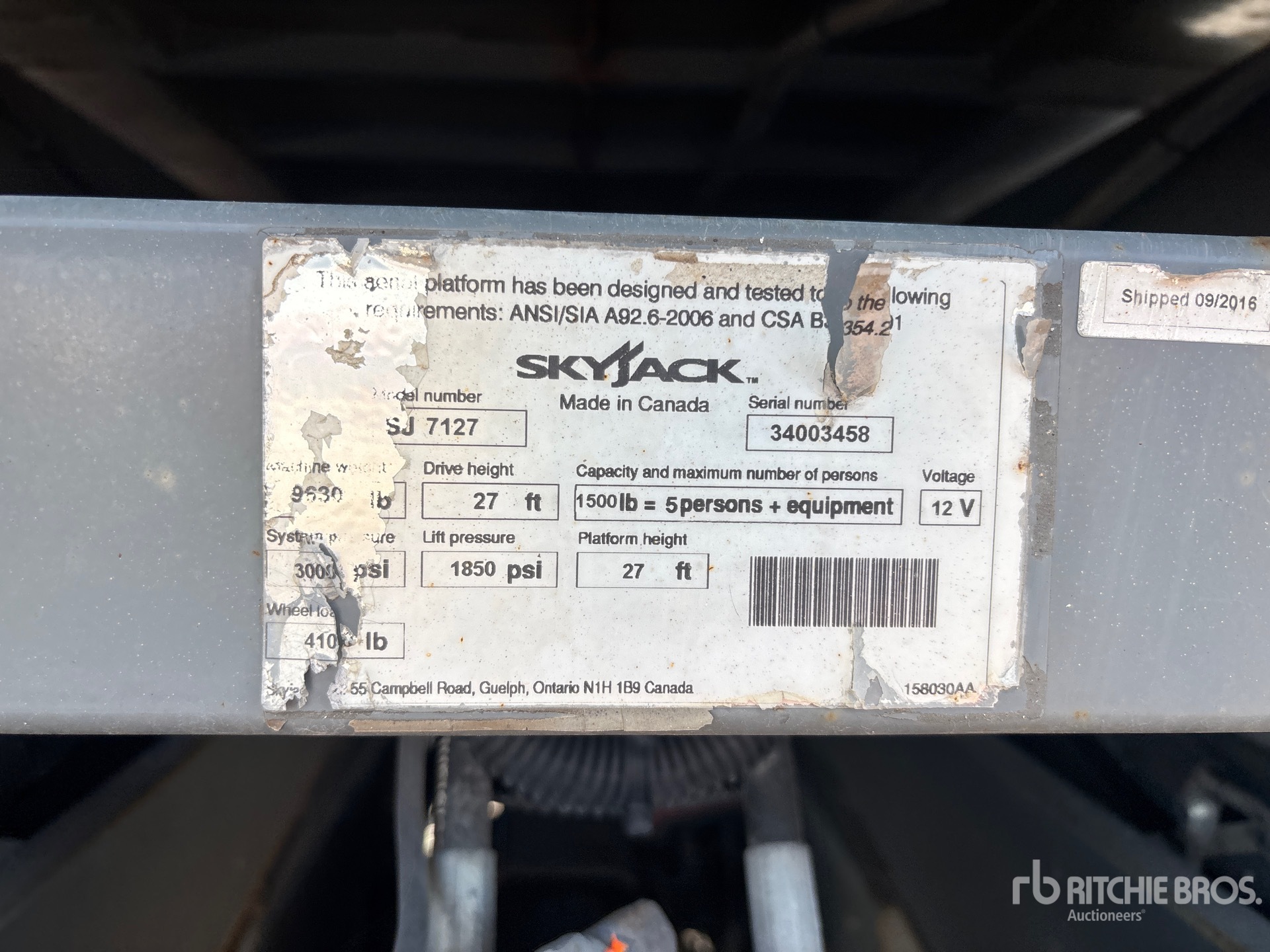 2016 Skyjack SJ7127 RT