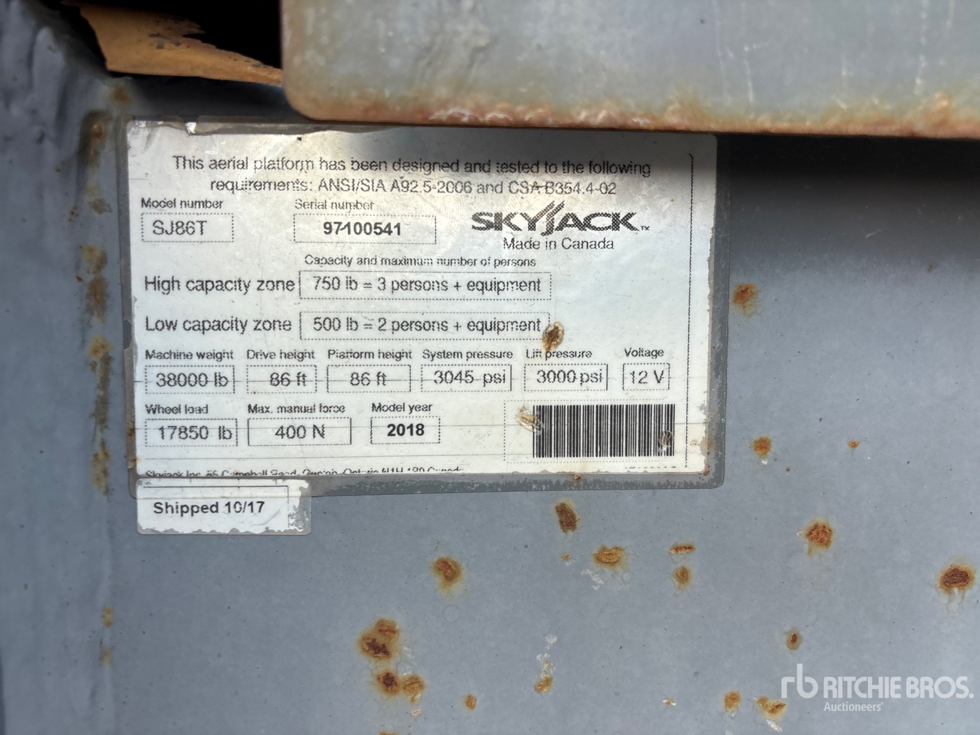 2018 Skyjack SJ86T