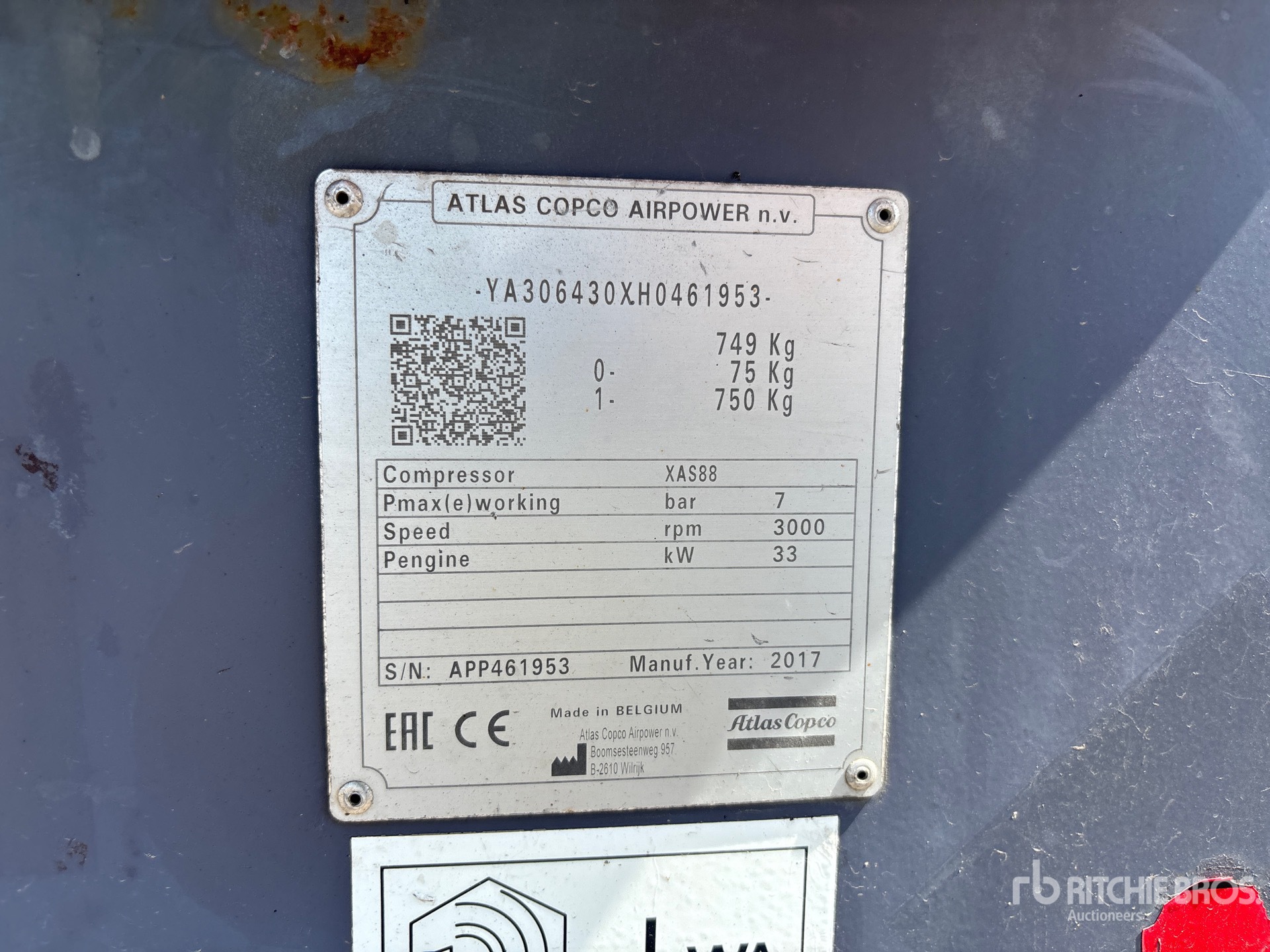 2017 Atlas Copco XAS88