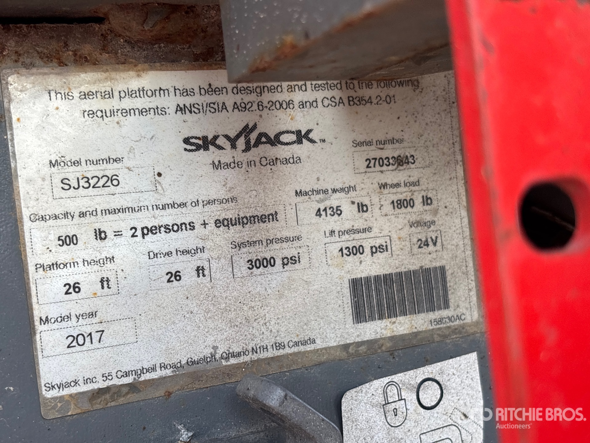 2017 Skyjack SJ III 3226