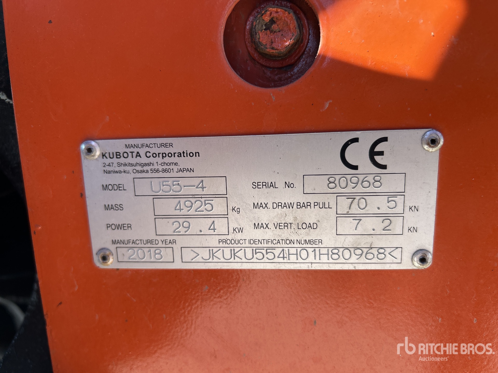 2018 Kubota U55-4