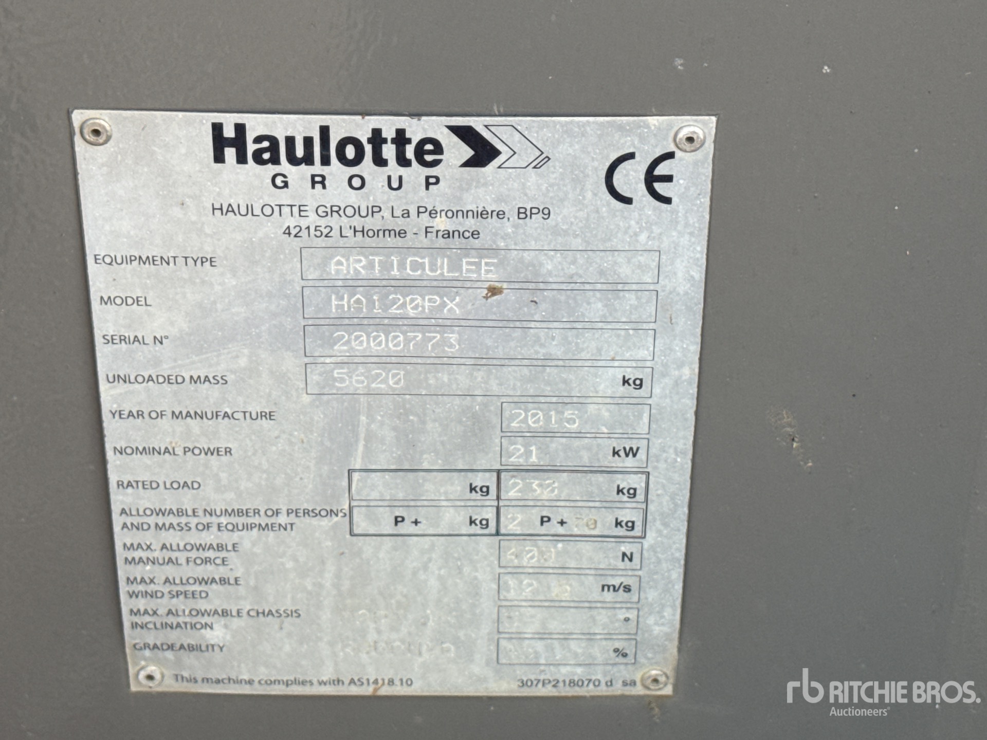 2015 Haulotte HA120PX