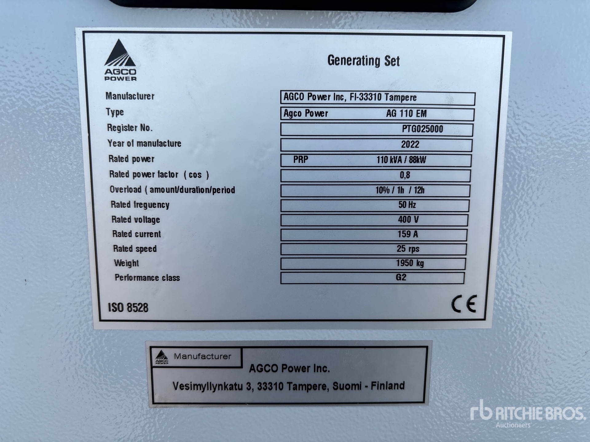 2022 Valtra GENSET VG110