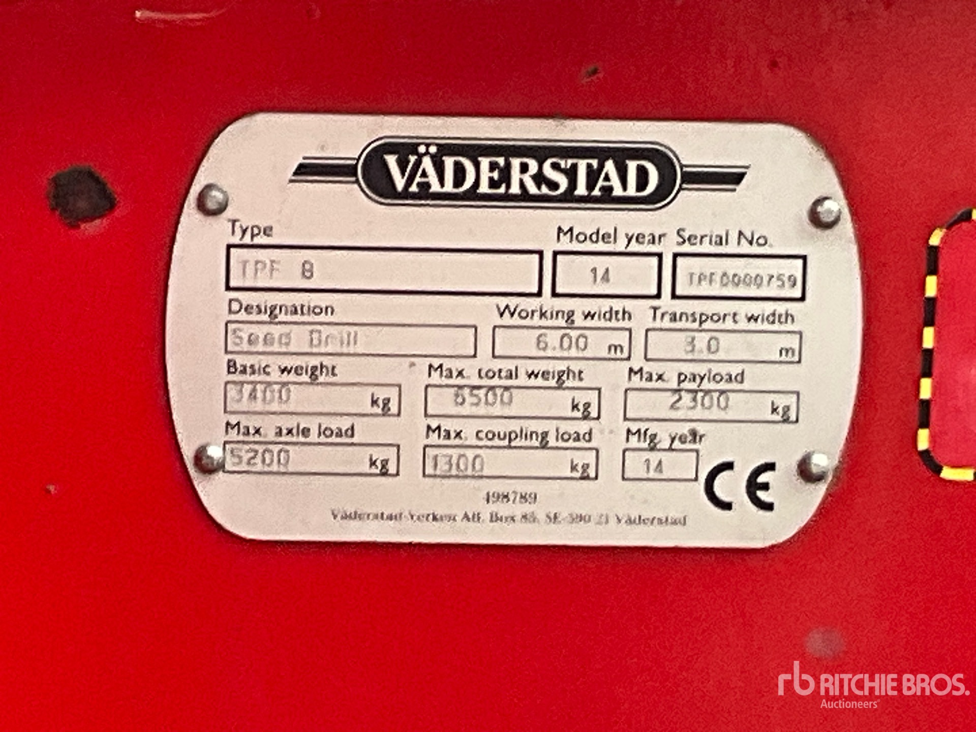 2014 Vaderstad TEMPO TPF8
