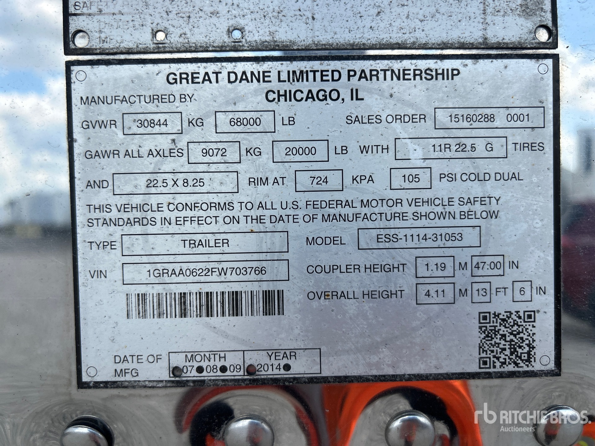 2015 Great Dane 53 ft x 102 in T/A