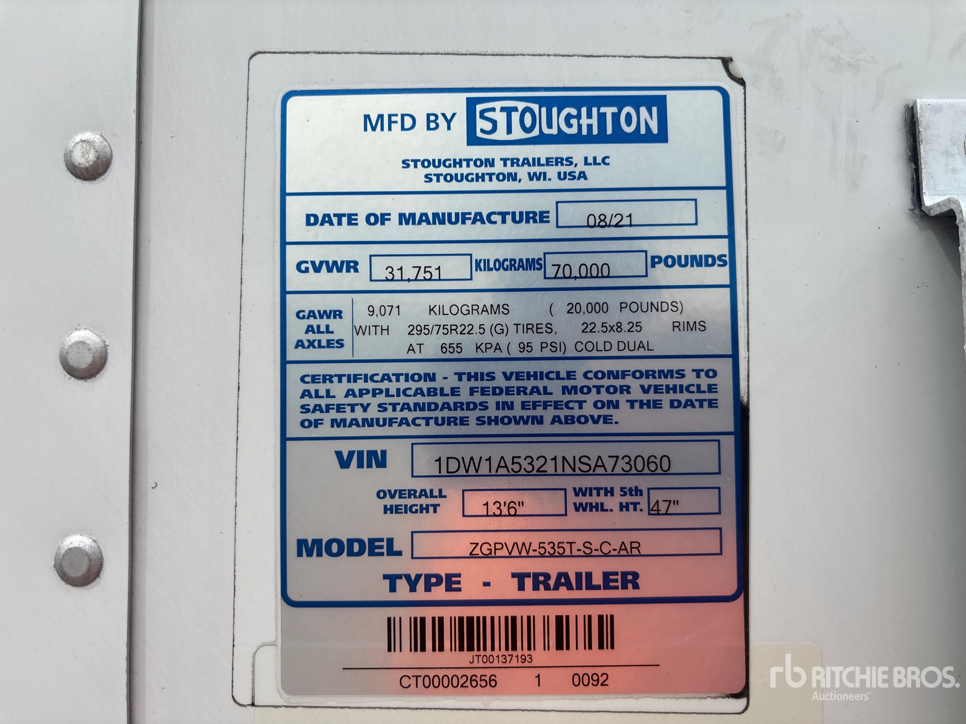 2022 Stoughton ZGPVW-535T-S-C-
