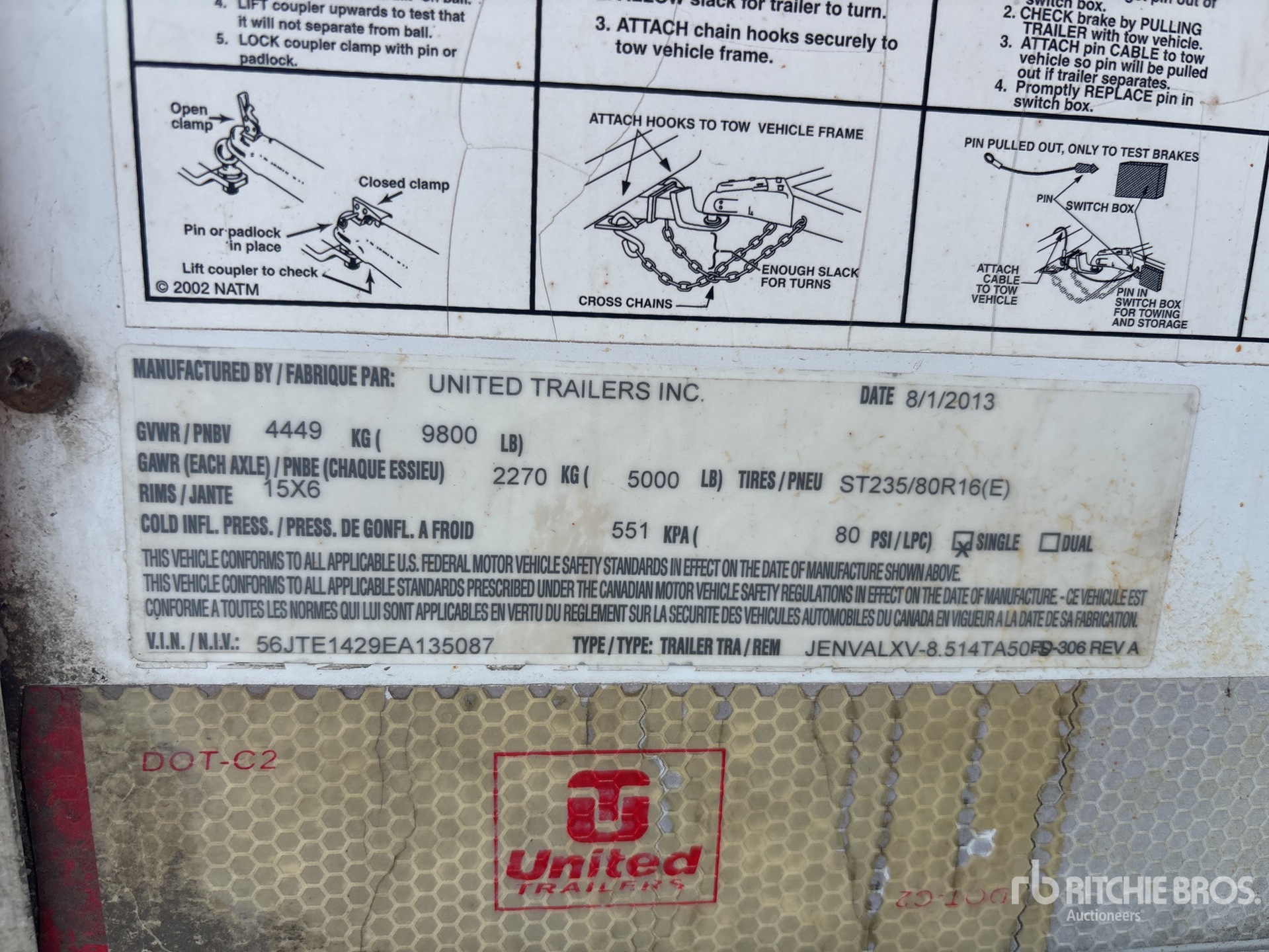 2014 United Trailers 14 ft T/A