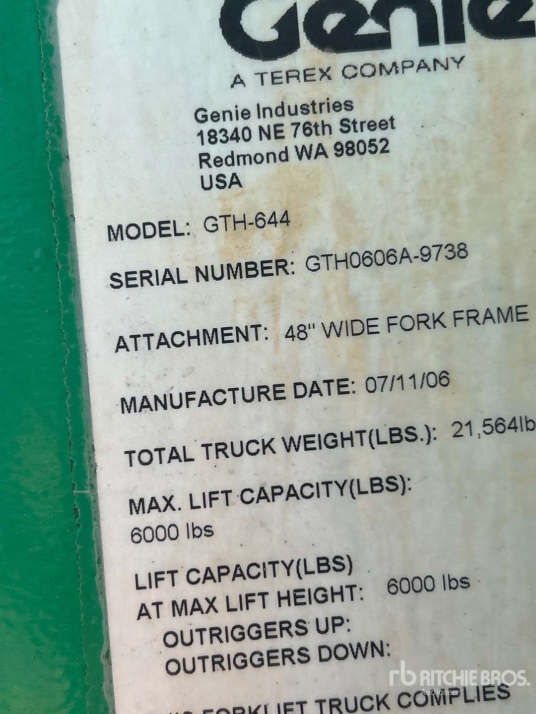 2006 Genie GTH-644