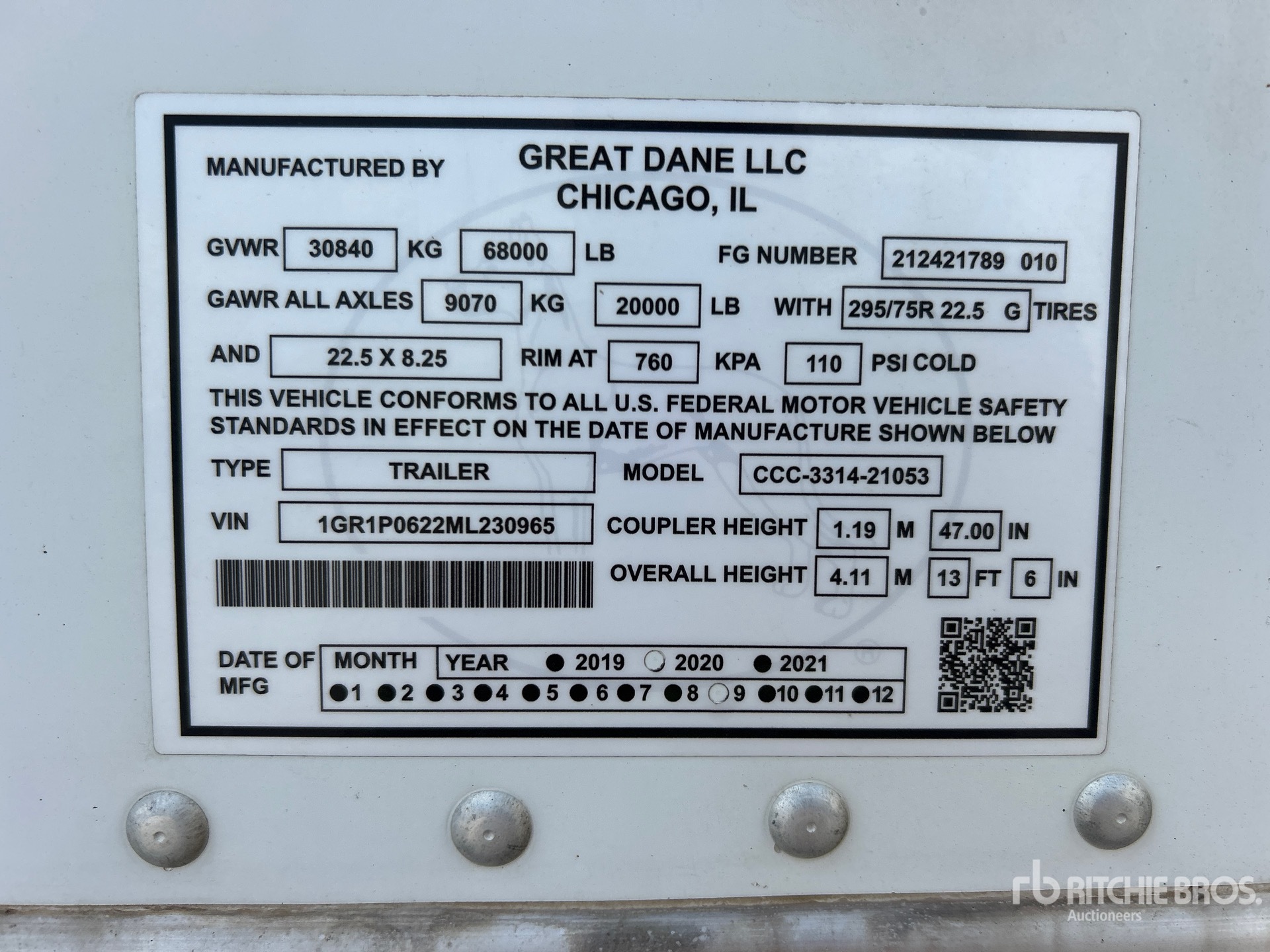 2021 Great Dane 53 FT X 102 IN T/A