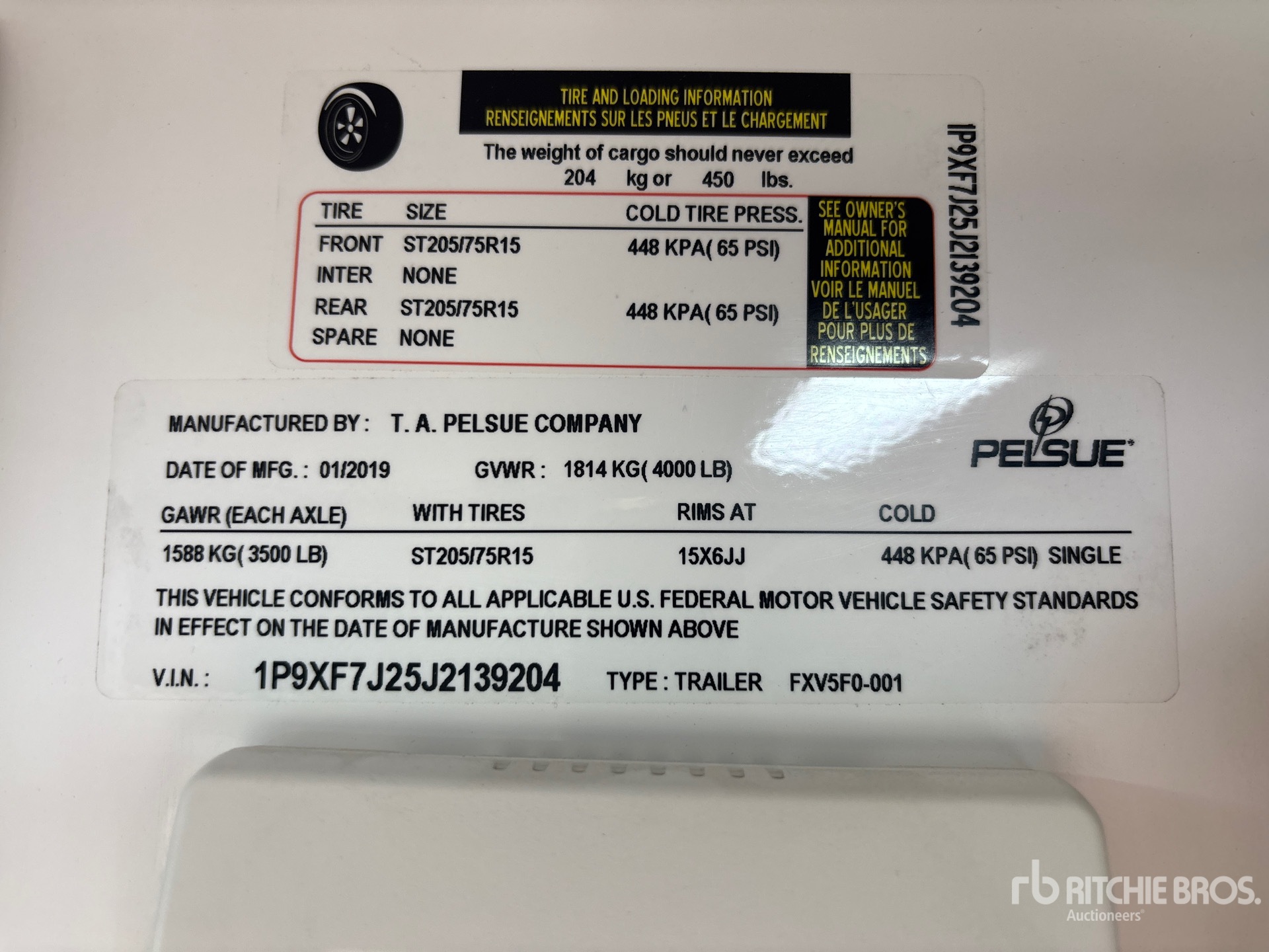 General Appearance with Serial Number / VIN