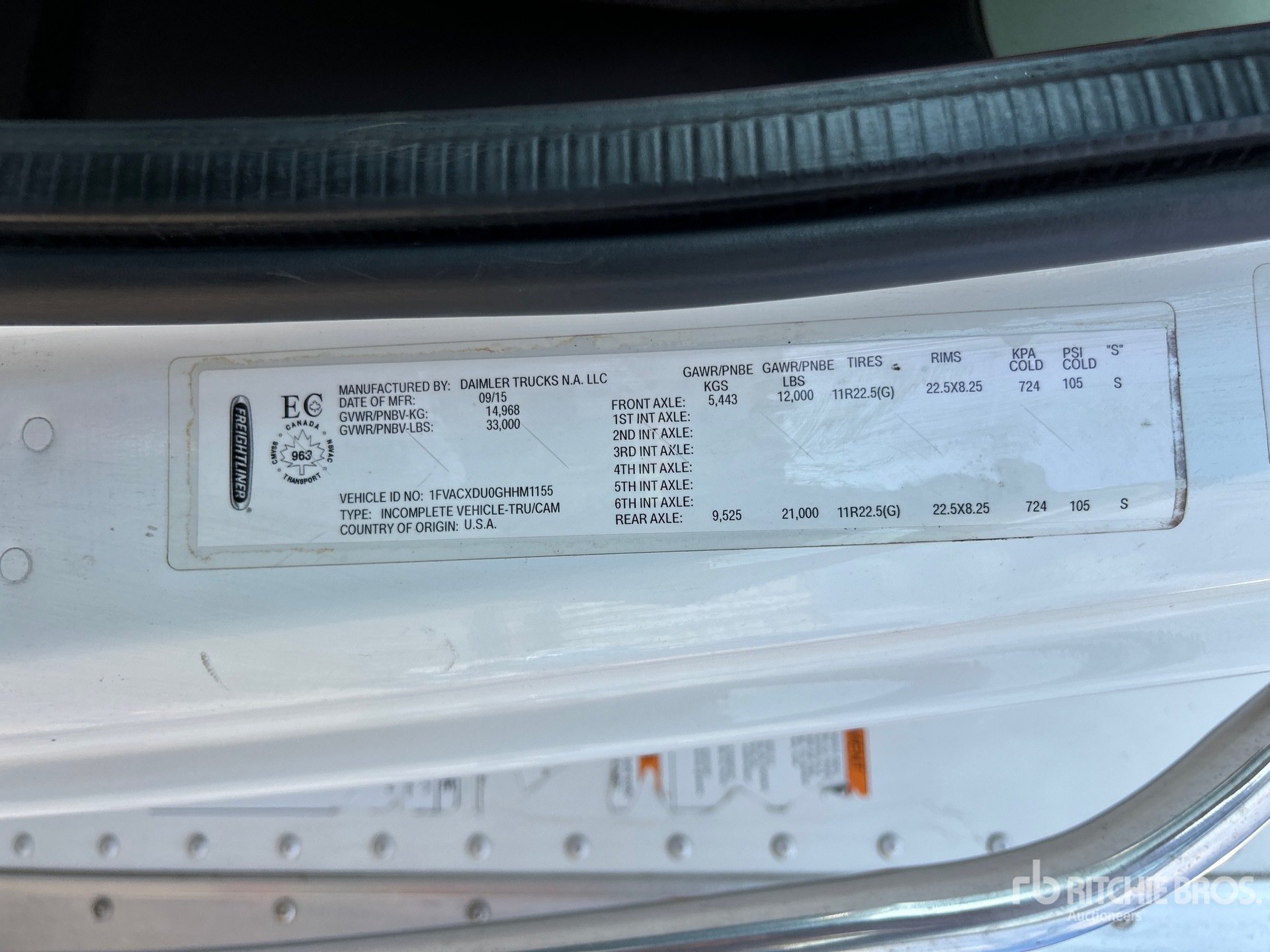 General Appearance with Serial Number / VIN