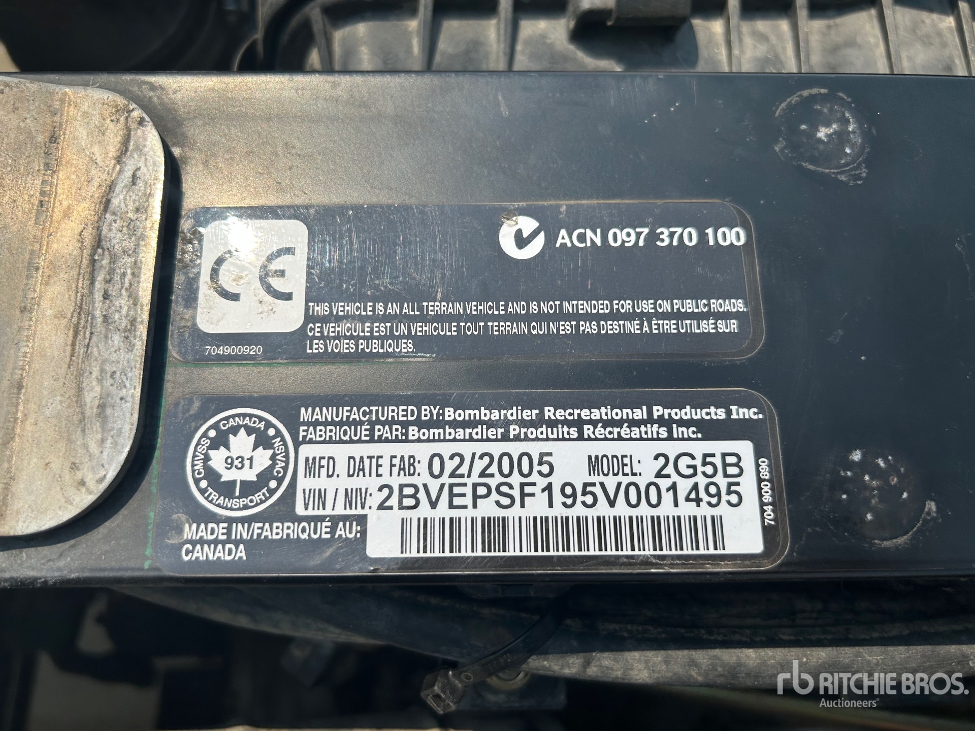 General Appearance with Serial Number / VIN
