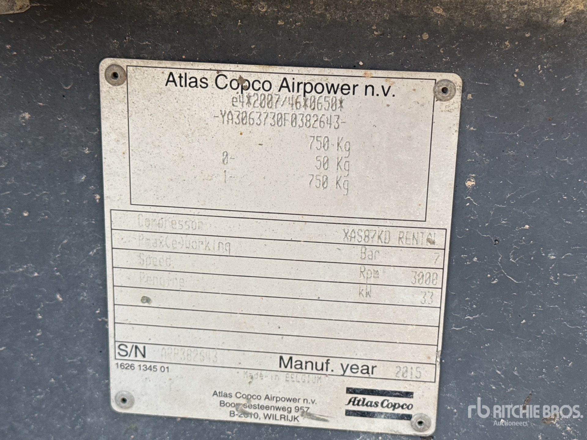 2015 Atlas Copco XAS87KD