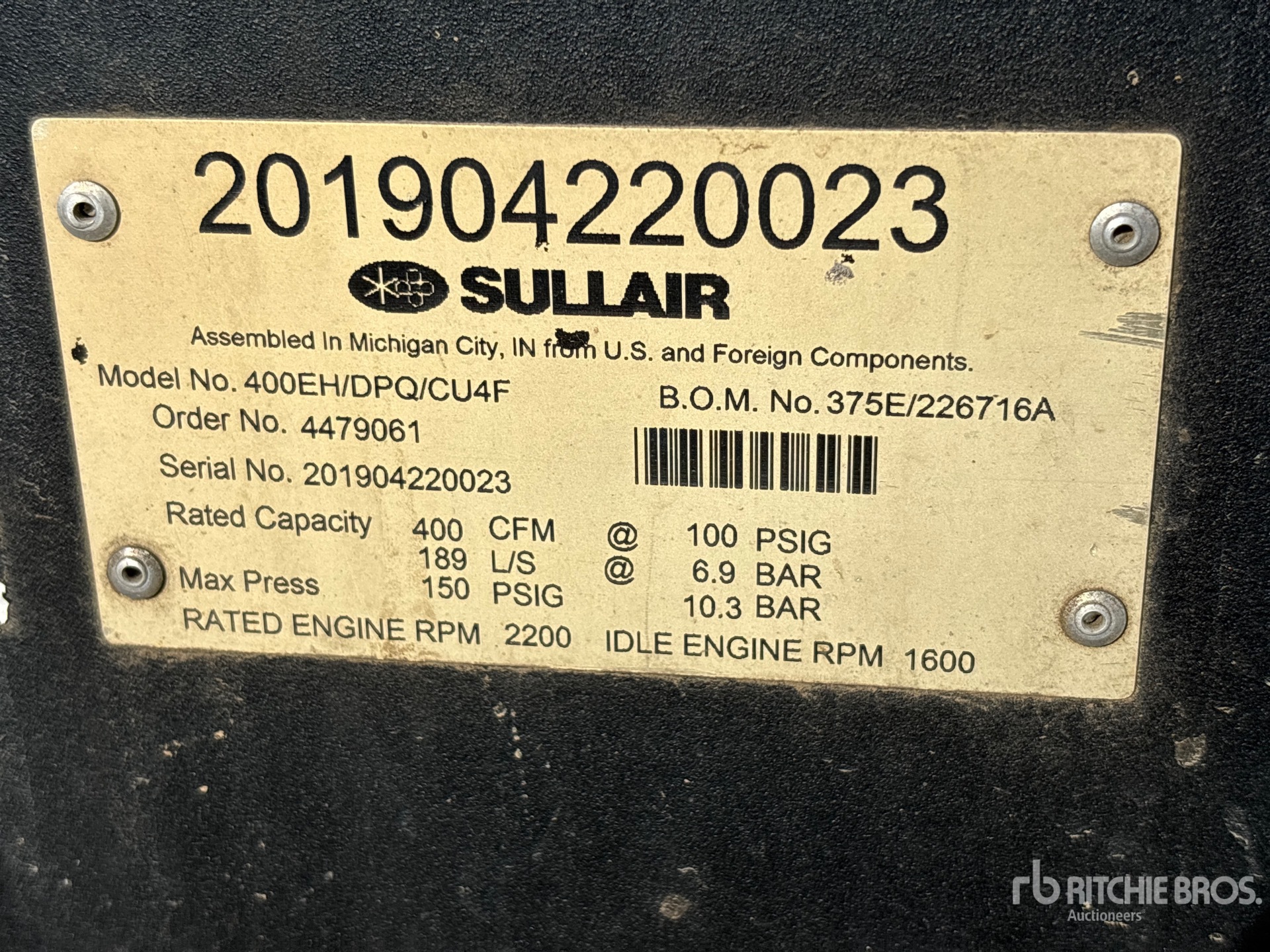 2019 Sullair 400EH/DPQ/CU4F