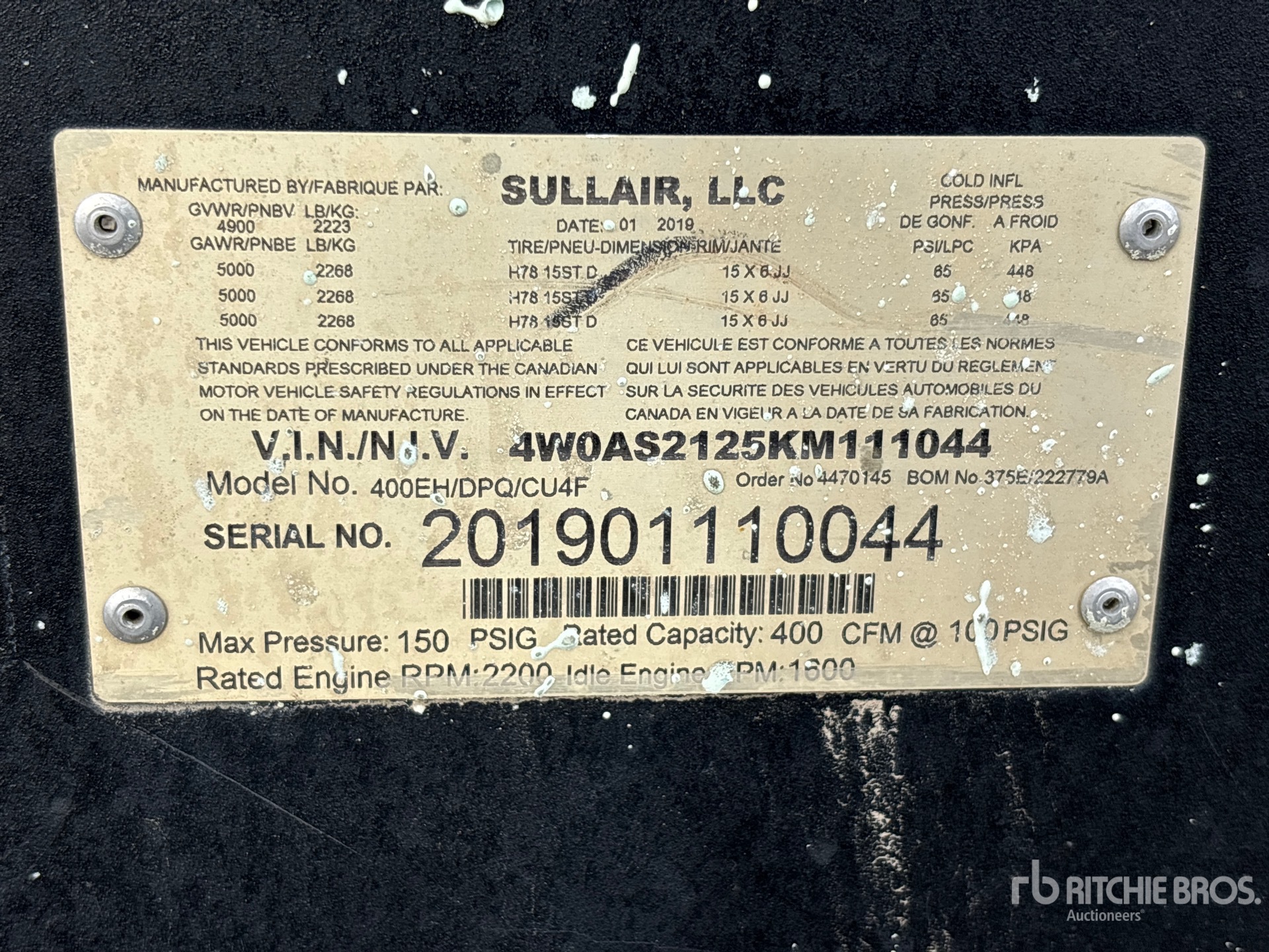 2019 Sullair 400EH/DPQ/CU4F