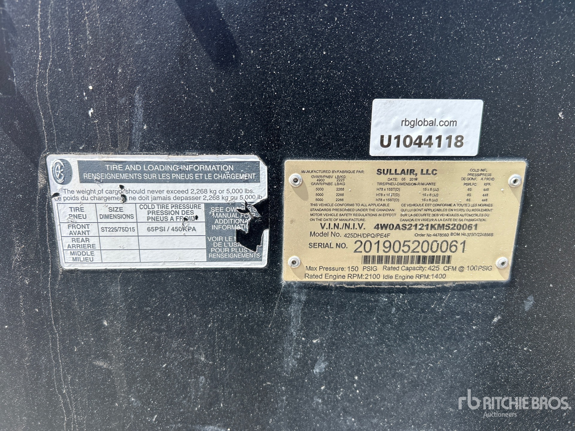 2019 Sullair 425HDPQ-PE
