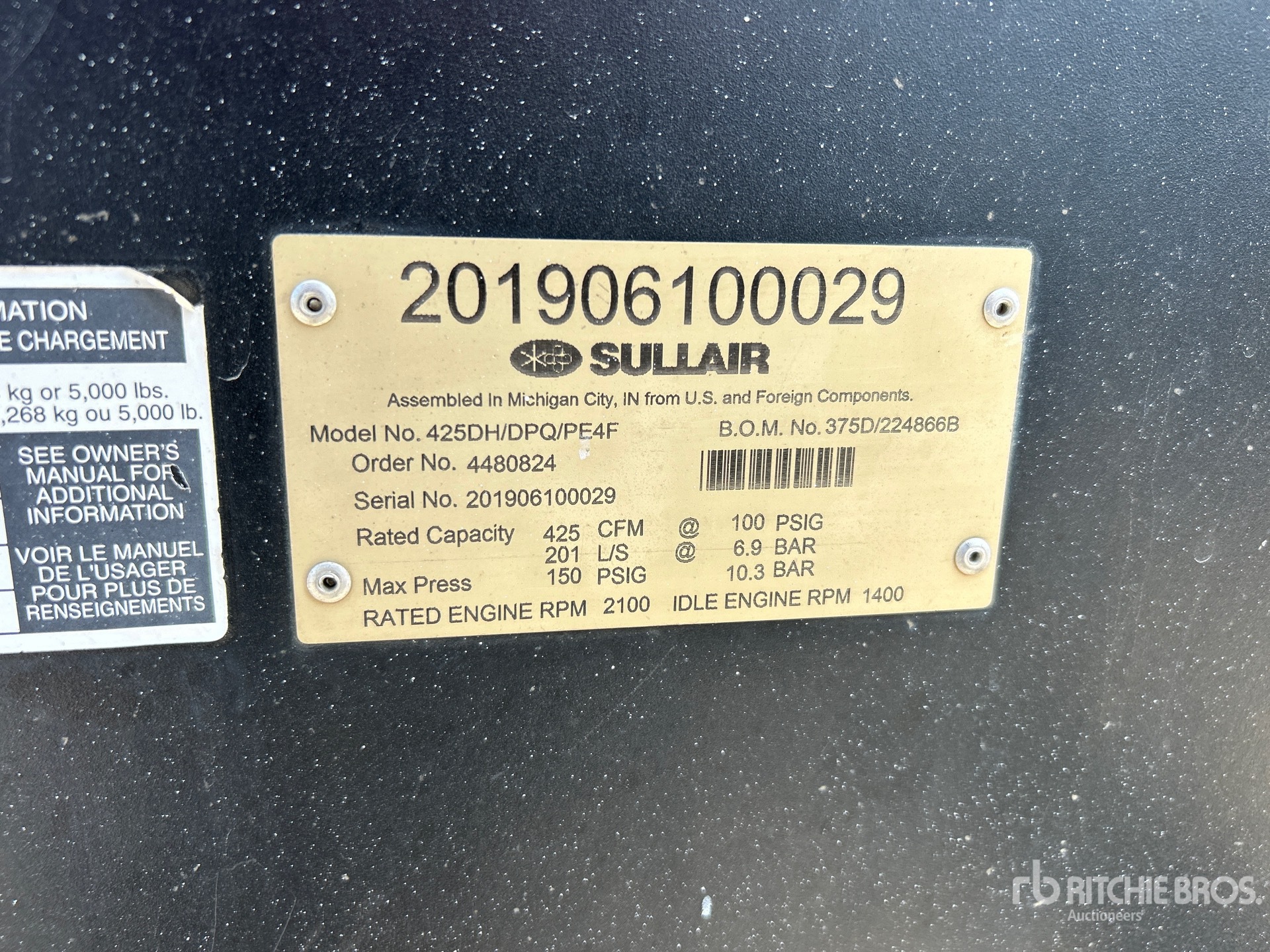 2019 Sullair 425HDPQ-PE